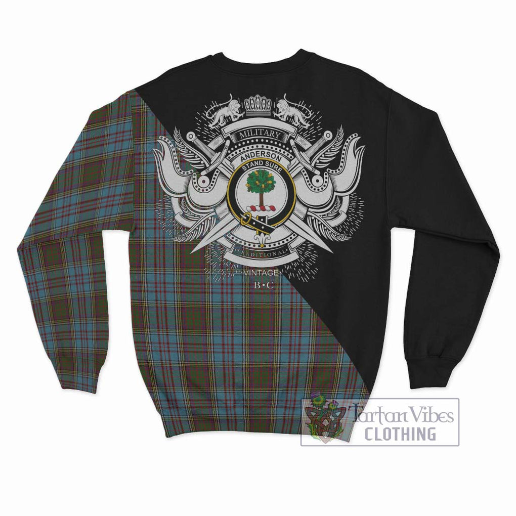 Anderson Tartan Sweatshirt with Family Crest and Military Logo Style - Tartanvibesclothing Shop