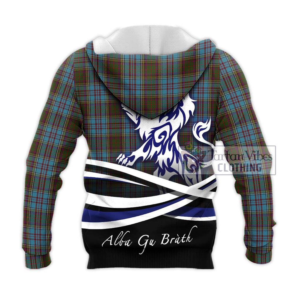 Anderson Tartan Knitted Hoodie with Alba Gu Brath Regal Lion Emblem - Tartanvibesclothing Shop