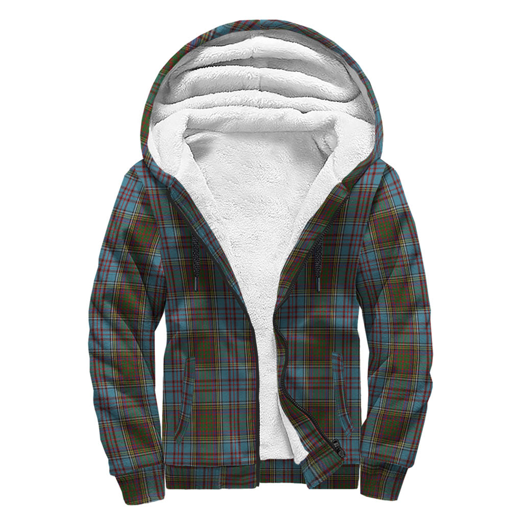 Anderson Tartan Sherpa Hoodie with Family Crest - Tartanvibesclothing