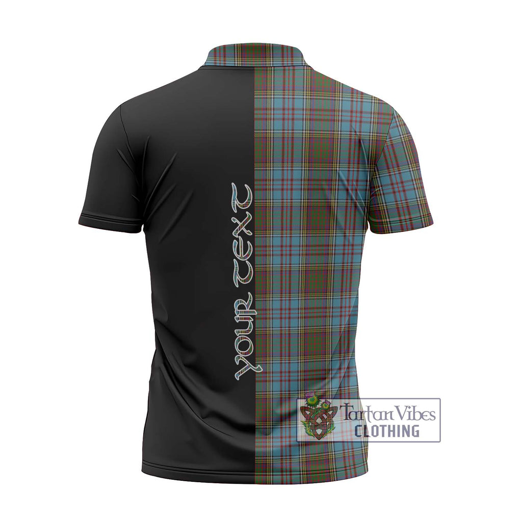 Anderson Tartan Zipper Polo Shirt with Family Crest and Half Of Me Style - Tartanvibesclothing Shop