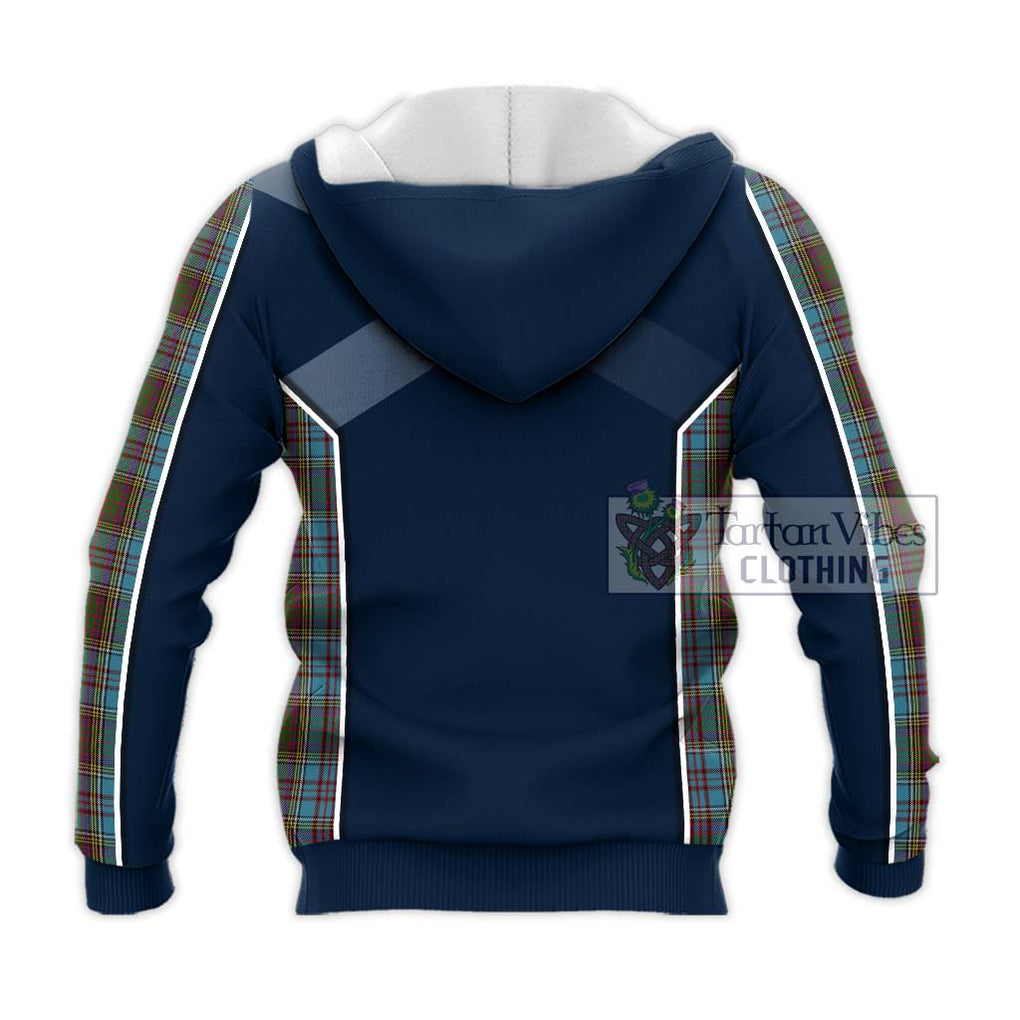 Anderson Tartan Knitted Hoodie with Family Crest and Lion Rampant Vibes Sport Style - Tartan Vibes Clothing