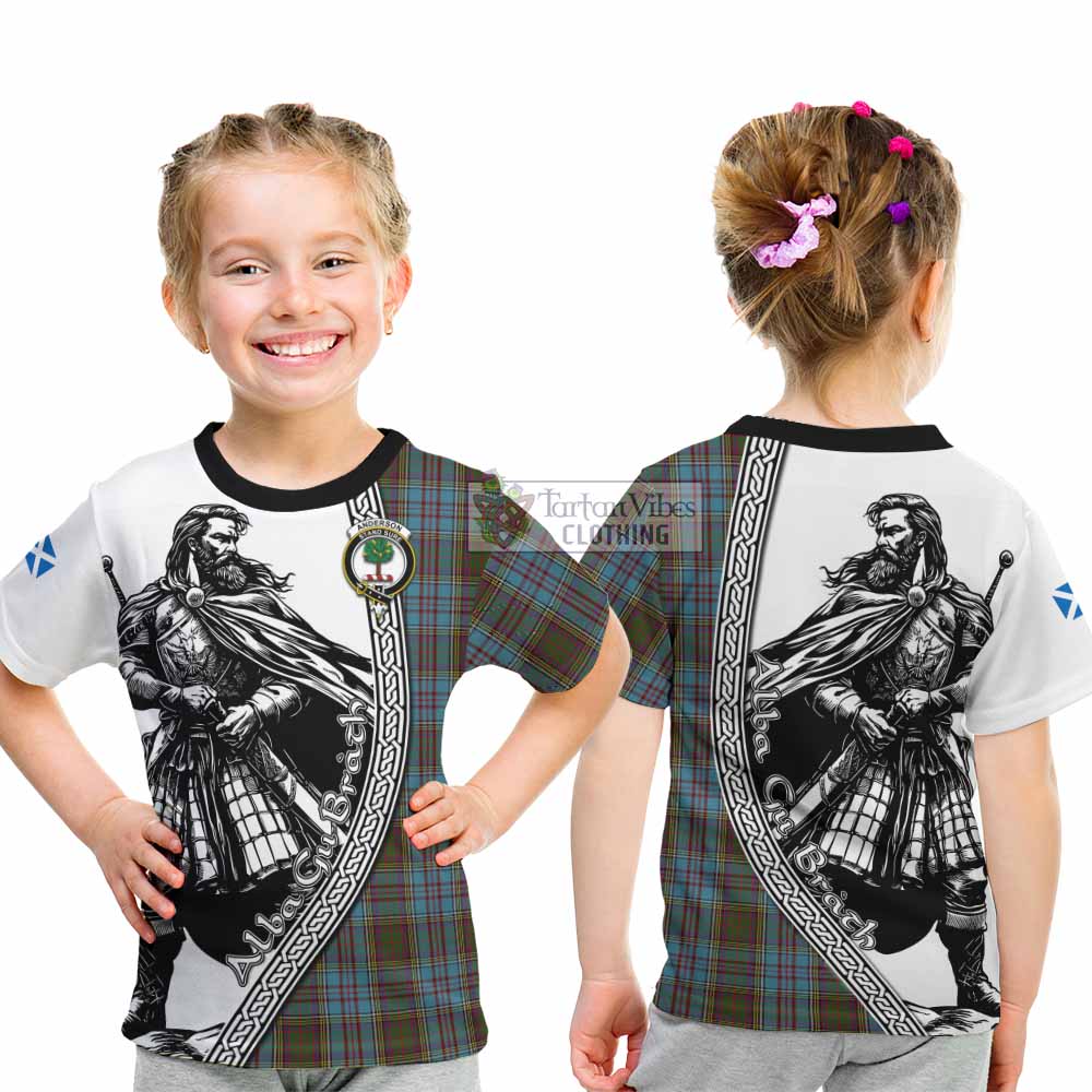 Anderson Tartan Clan Crest Kid T-Shirt with Highlander Warrior Celtic Style