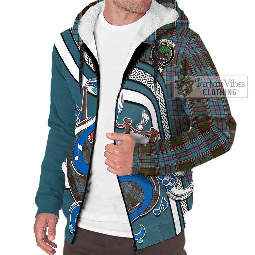 Anderson Tartan Sherpa Hoodie with Epic Bagpipe Style Unisex - Tartanvibesclothing Shop