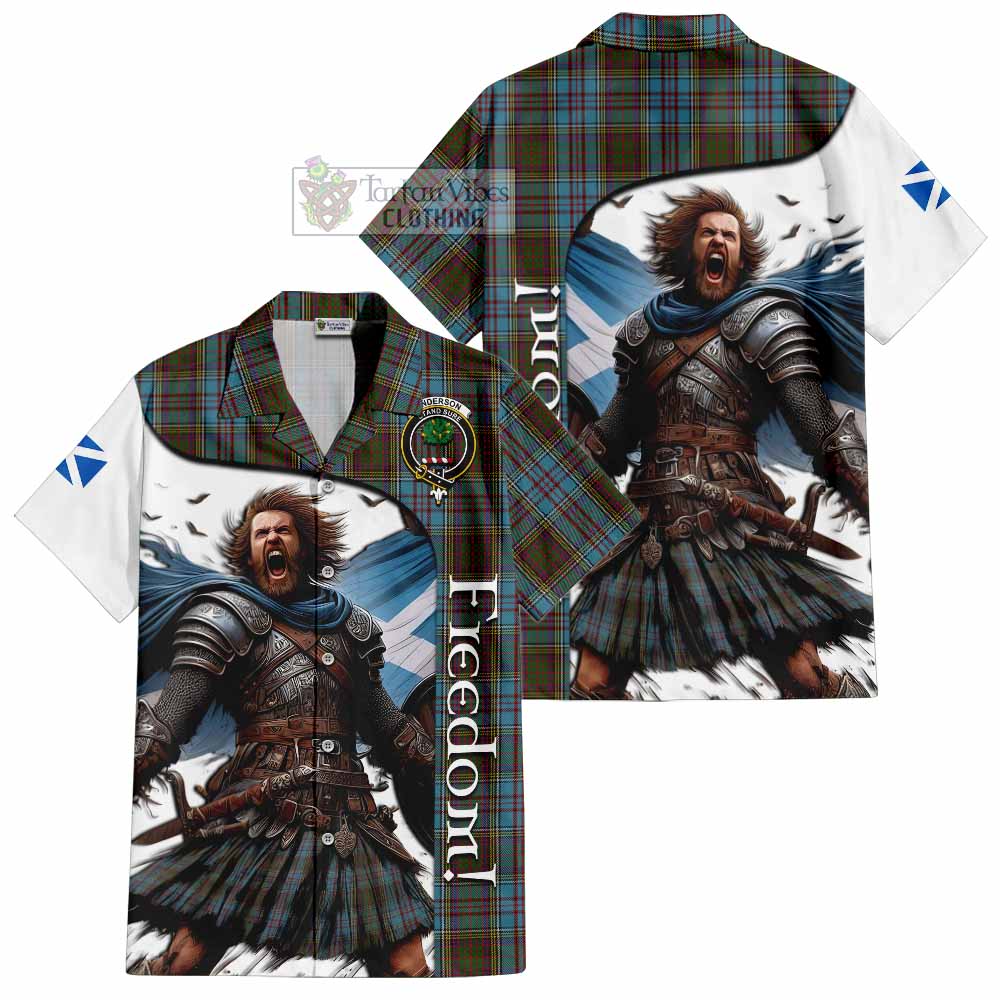 Tartan Vibes Clothing Anderson Crest Tartan Short Sleeve Button Shirt Inspired by the Freedom of Scottish Warrior