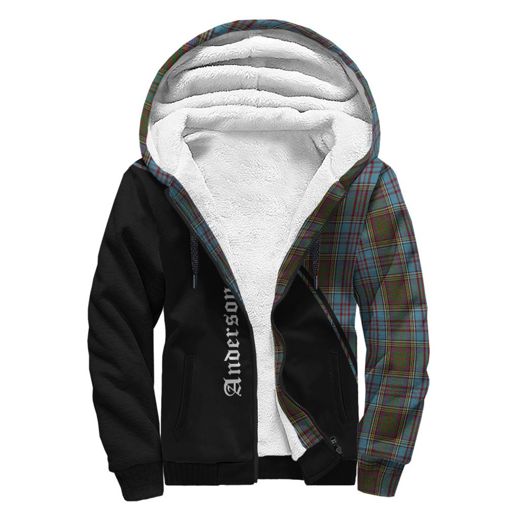 Anderson Tartan Sherpa Hoodie with Family Crest Curve Style - Tartanvibesclothing