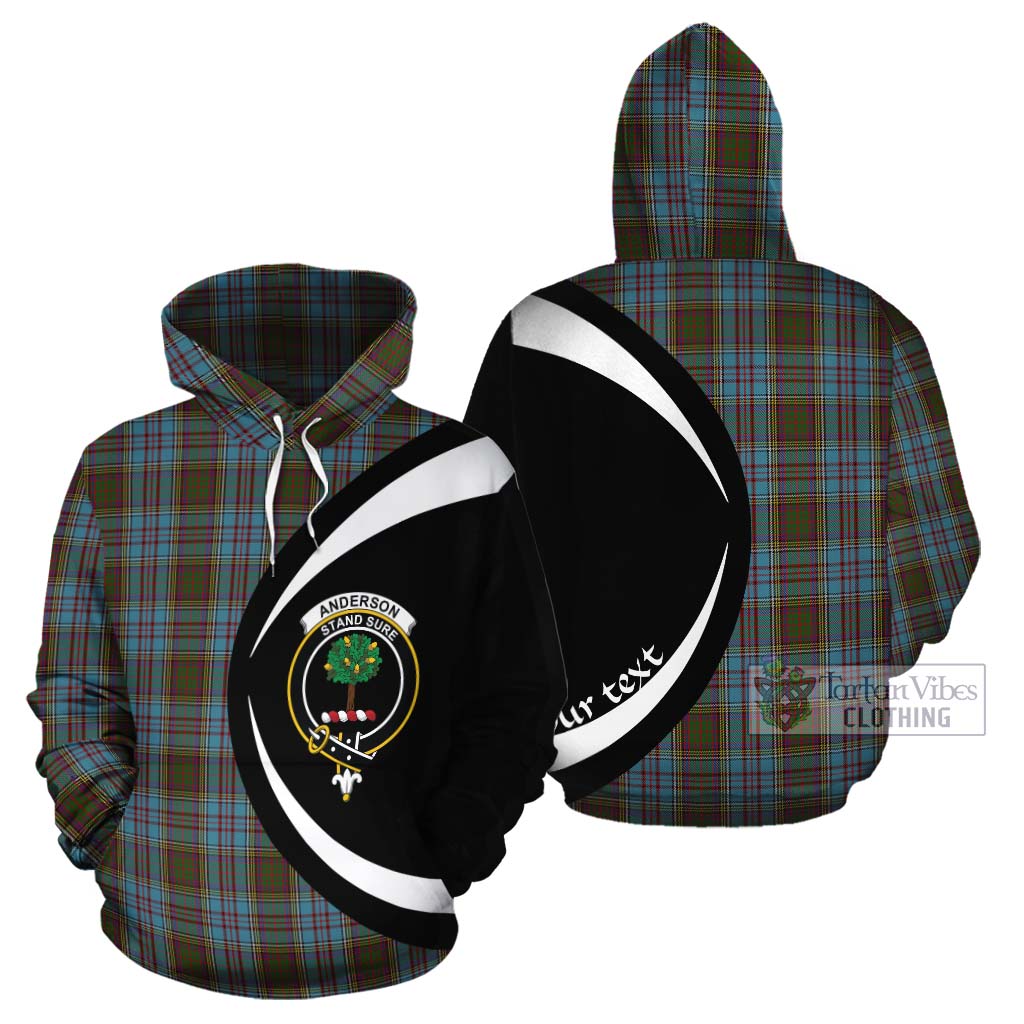 Tartan Vibes Clothing Anderson Tartan Cotton Hoodie with Family Crest Circle Style