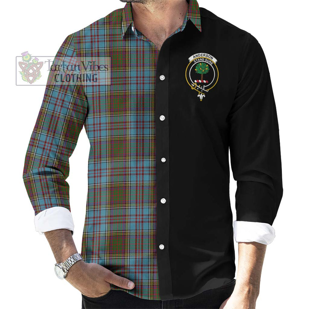 Anderson Tartan Long Sleeve Button Shirt with Family Crest and Half Of Me Style - Tartanvibesclothing Shop