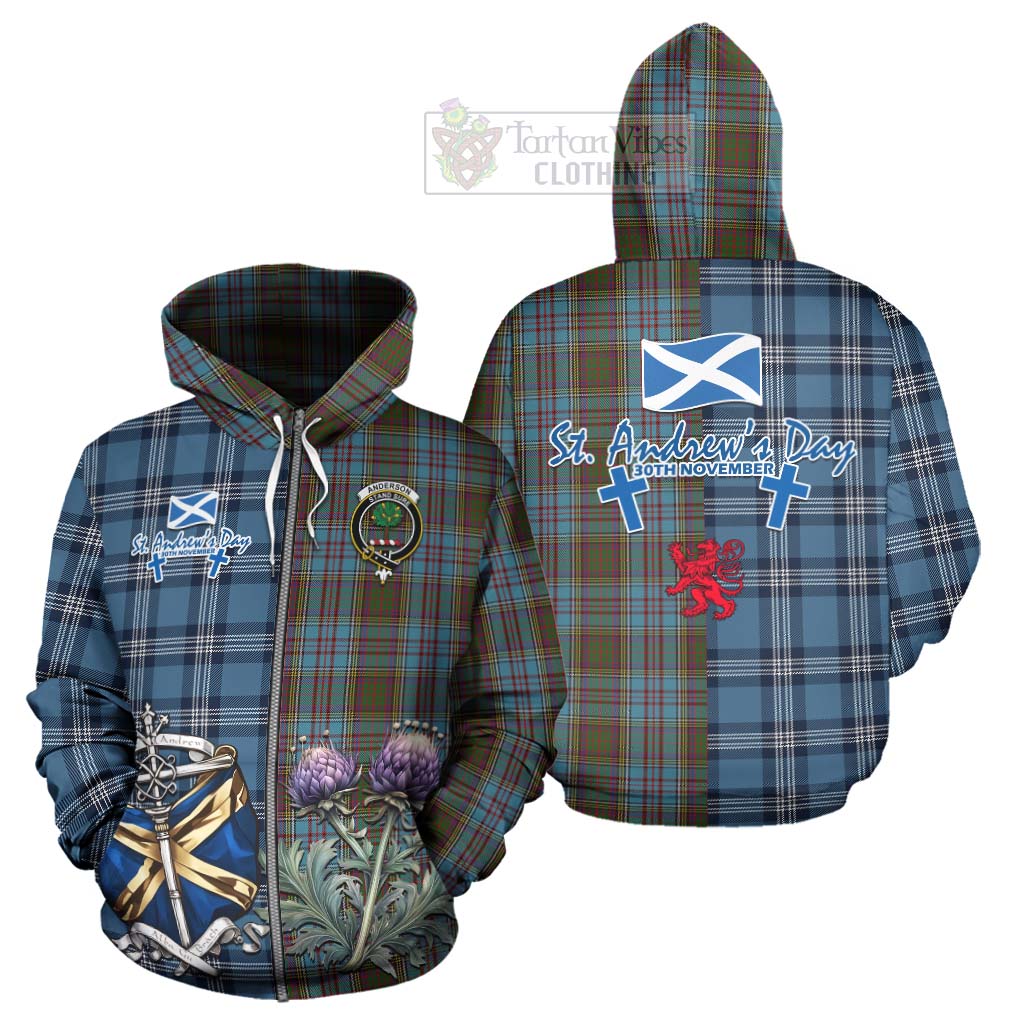 Tartan Vibes Clothing Anderson Tartan Hoodie Happy St. Andrew's Day Half Tartan Style