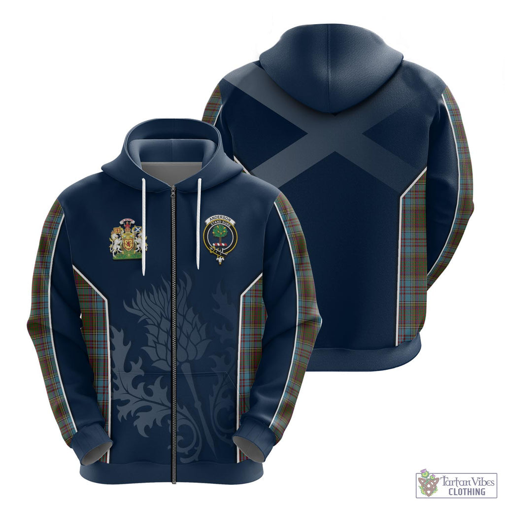 Tartan Vibes Clothing Anderson Tartan Hoodie with Family Crest and Scottish Thistle Vibes Sport Style