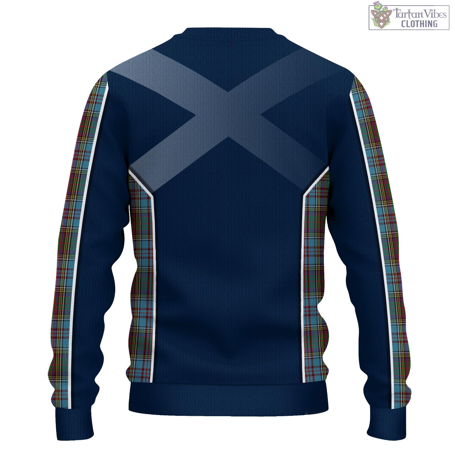 Tartan Vibes Clothing Anderson Tartan Knitted Sweatshirt with Family Crest and Scottish Thistle Vibes Sport Style