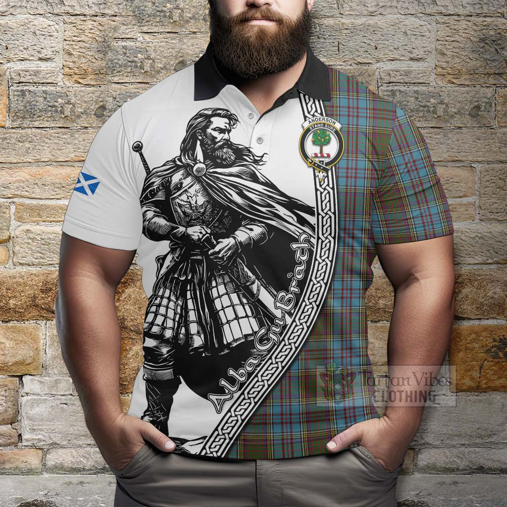 Tartan Vibes Clothing Anderson Tartan Clan Crest Polo Shirt with Highlander Warrior Celtic Style