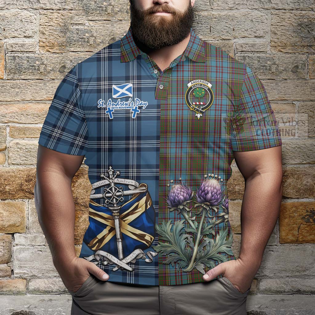 Anderson Tartan Polo Shirt Happy St. Andrew's Day Half Tartan Style - Tartan Vibes Clothing
