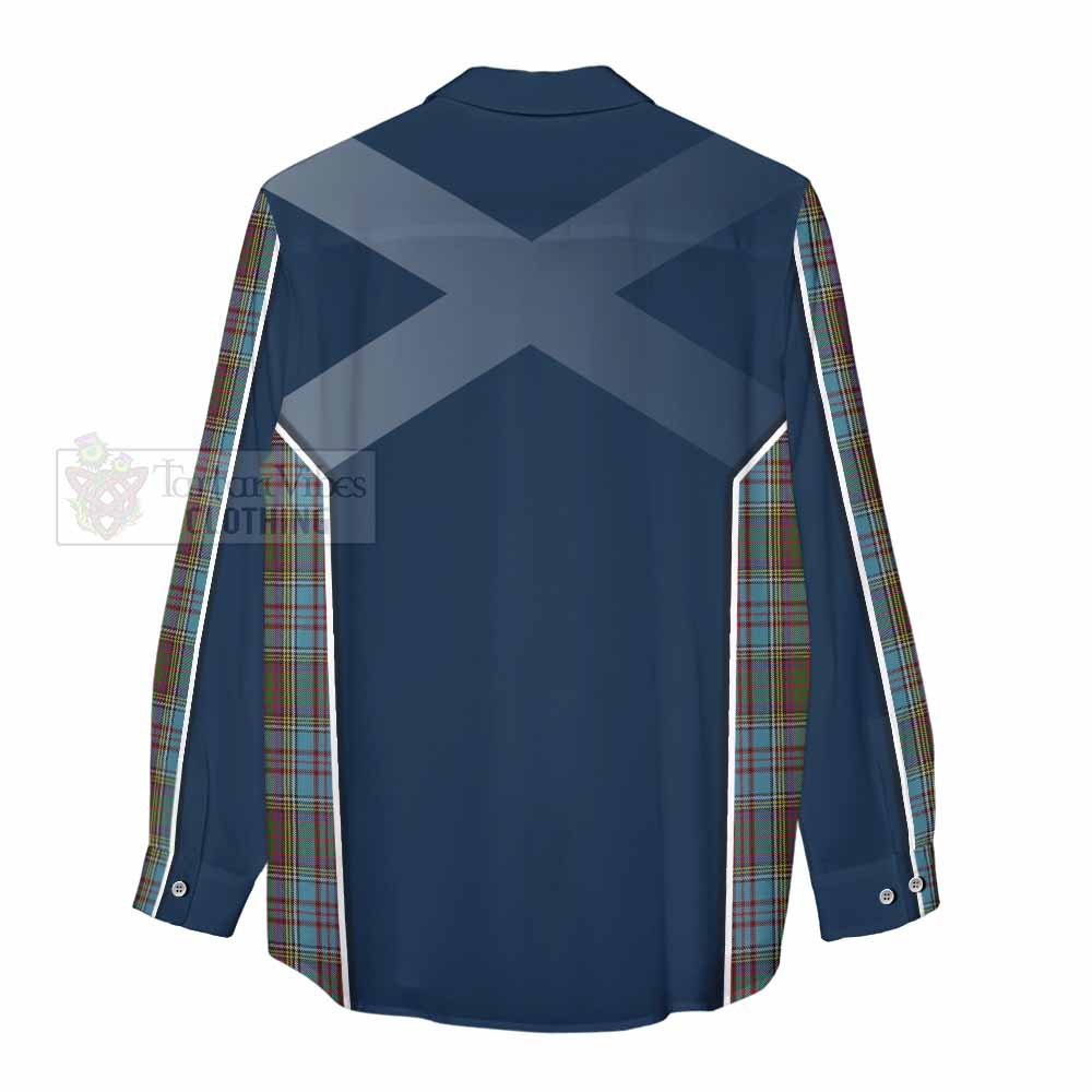 Tartan Vibes Clothing Anderson Tartan Women's Casual Shirt with Family Crest and Lion Rampant Vibes Sport Style