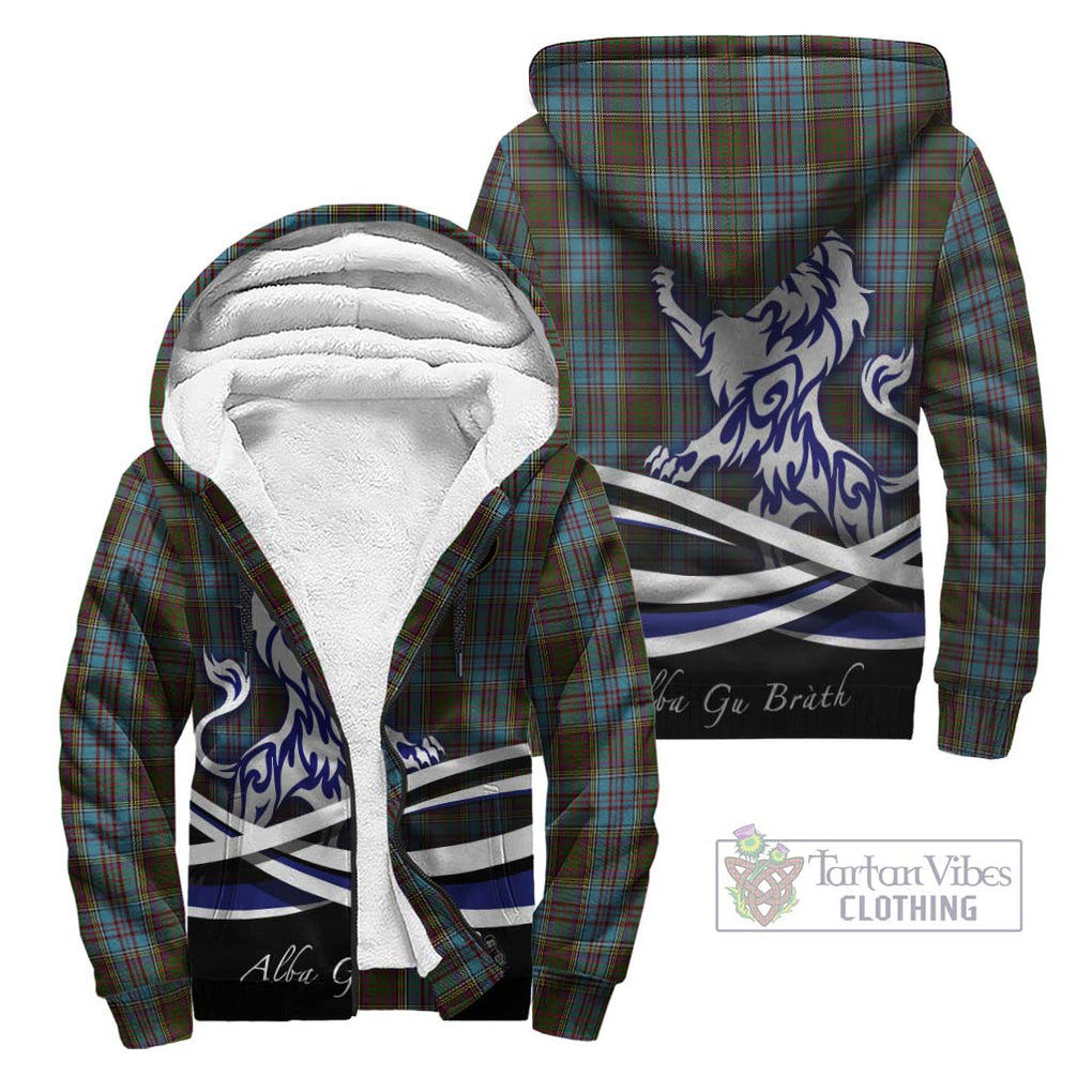 Anderson Tartan Sherpa Hoodie with Alba Gu Brath Regal Lion Emblem Unisex - Tartanvibesclothing Shop