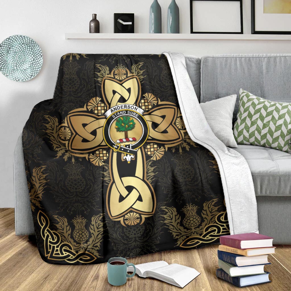 Anderson Clan Blanket Gold Thistle Celtic Style - Tartanvibesclothing