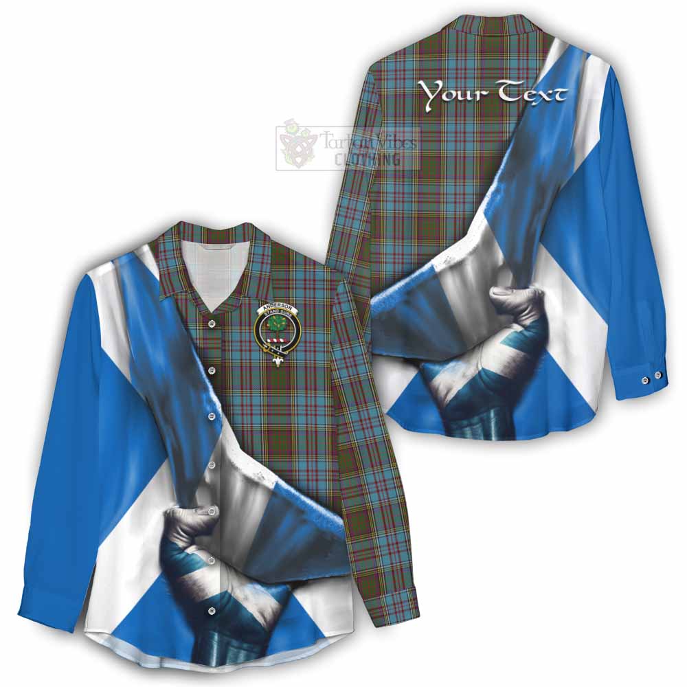 Tartan Vibes Clothing Anderson Tartan Women's Casual Shirt with Family Crest Scotland Patriotic Style