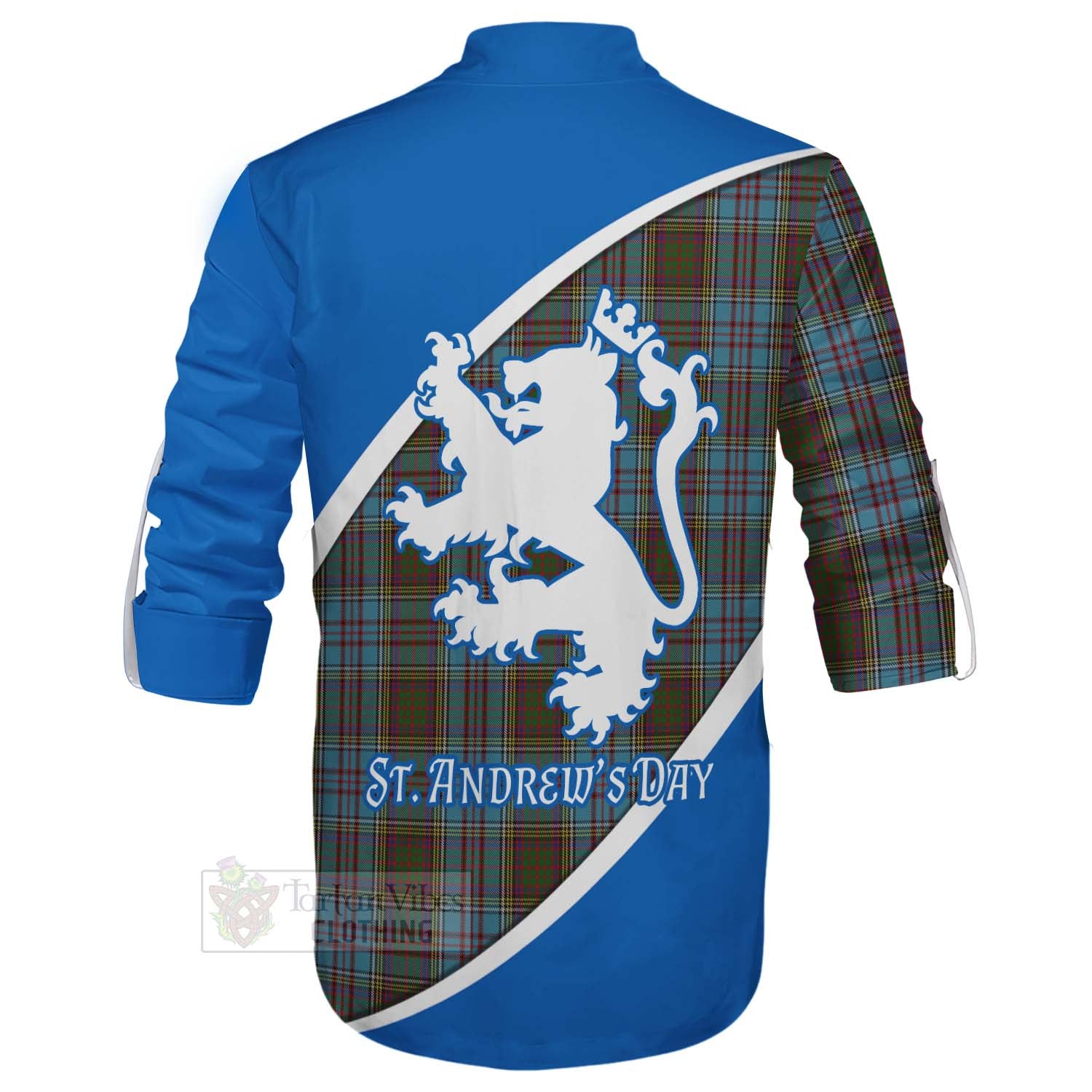 Tartan Vibes Clothing Anderson Family Crest Tartan Ghillie Kilt Shirt Celebrate Saint Andrew's Day in Style