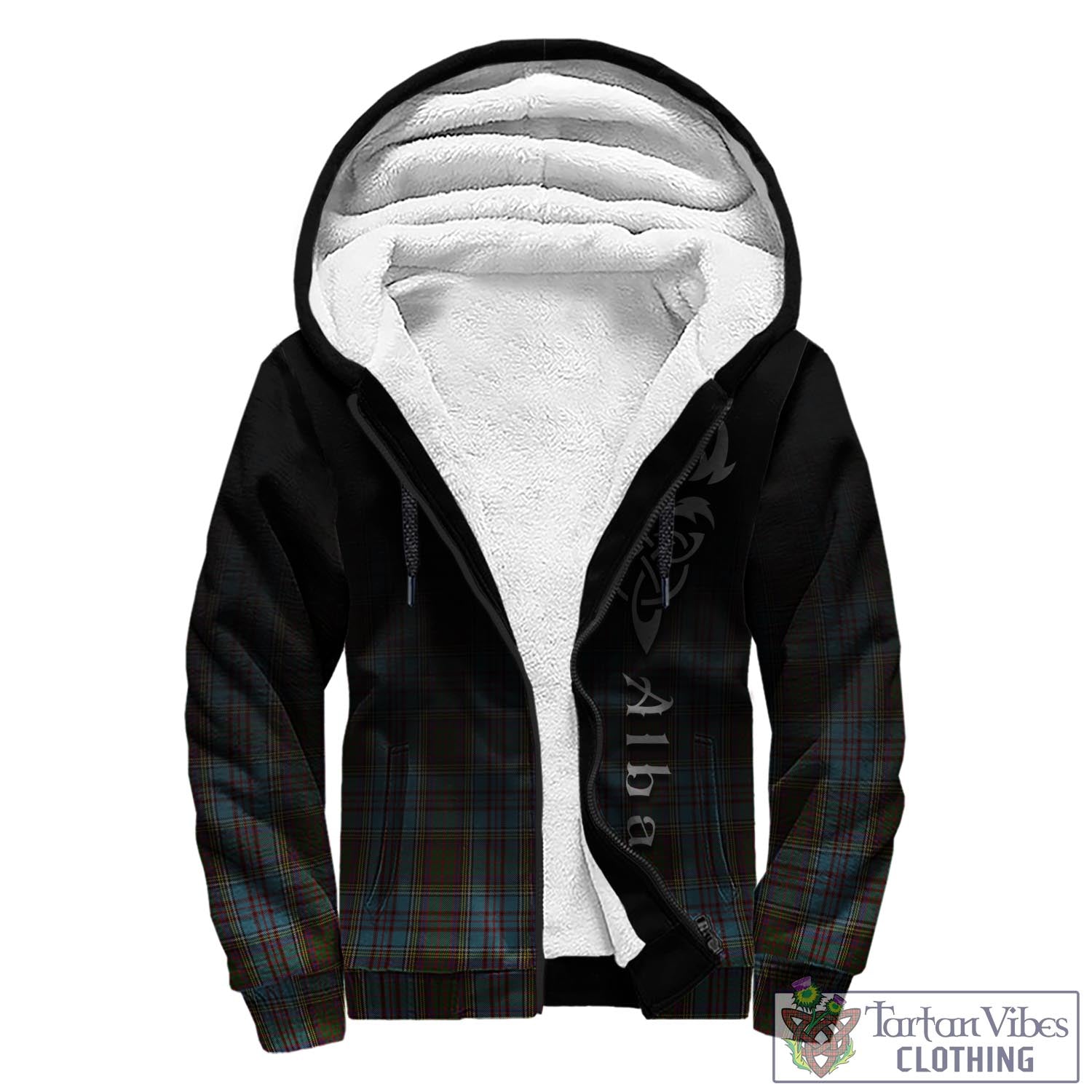 Tartan Vibes Clothing Anderson Tartan Sherpa Hoodie Featuring Alba Gu Brath Family Crest Celtic Inspired