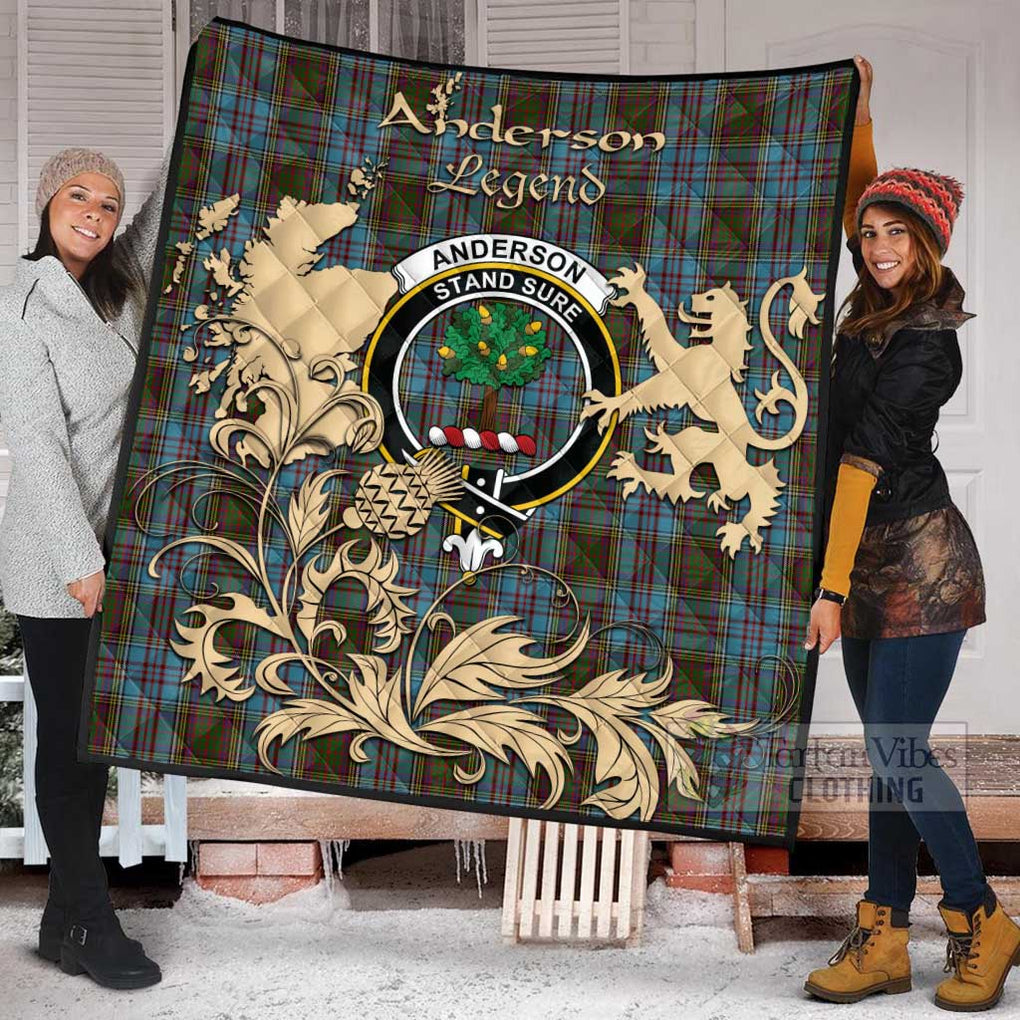 Tartan Vibes Clothing Anderson Tartan Quilt with Family Crest and Scottish Symbol Style