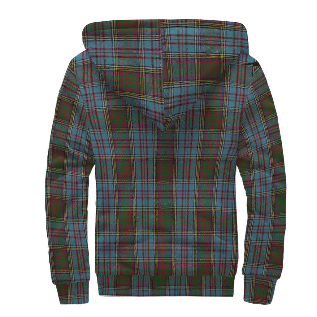 Anderson Tartan Sherpa Hoodie with Family Crest - Tartanvibesclothing