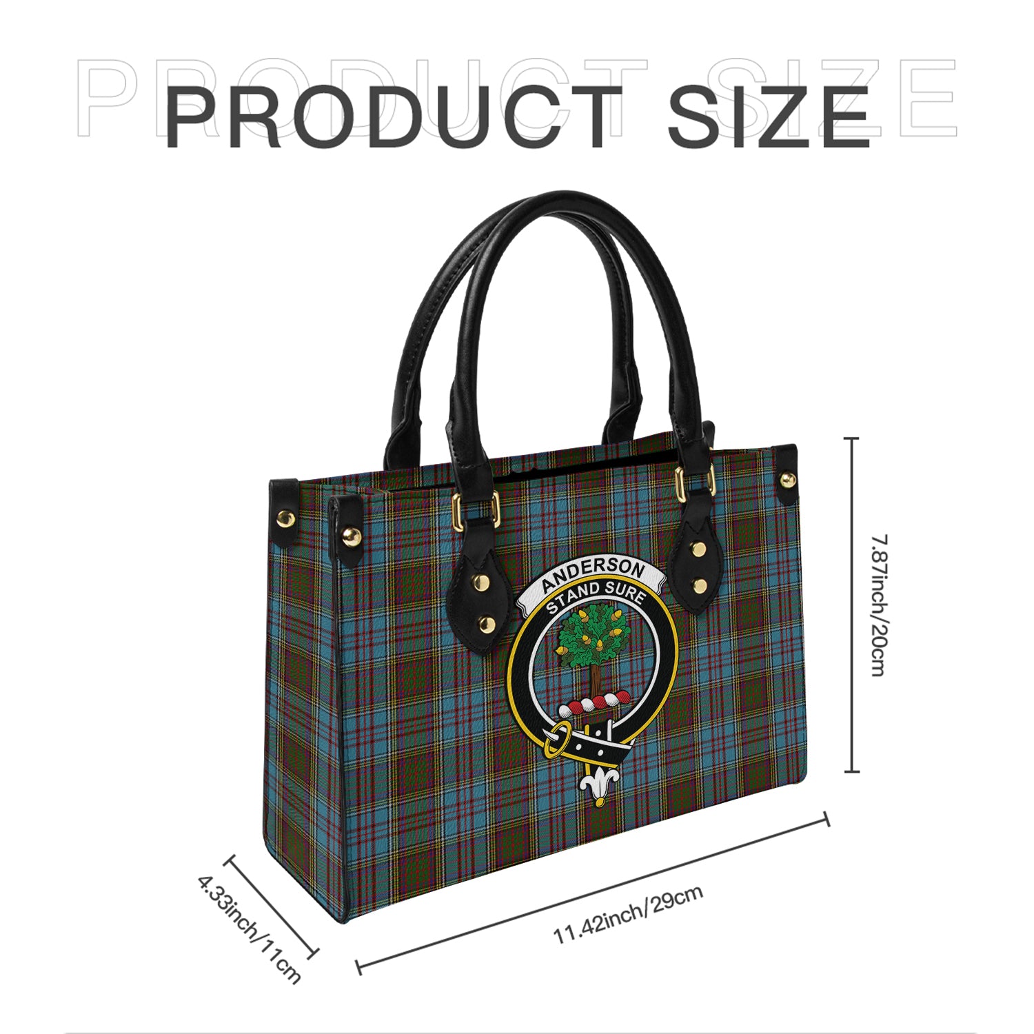 Anderson Tartan Leather Bag with Family Crest - Tartanvibesclothing