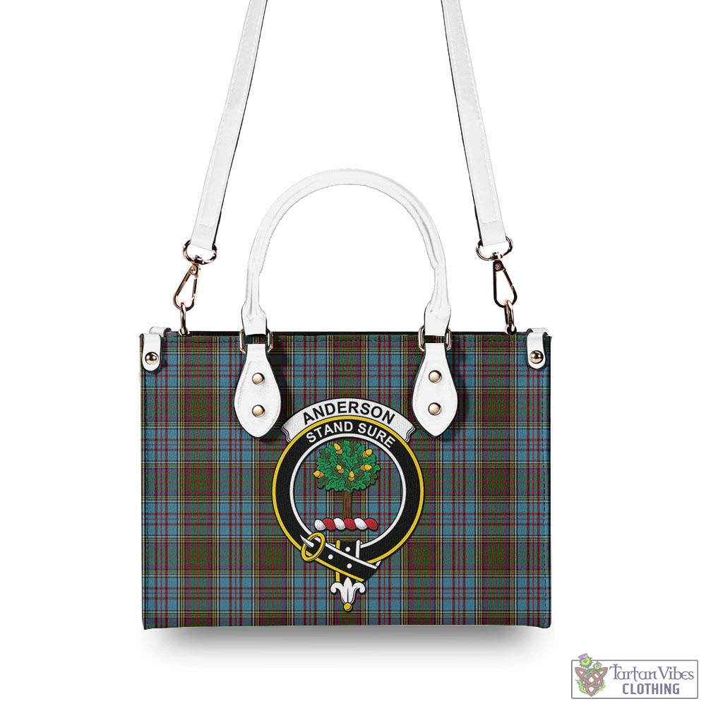 Tartan Vibes Clothing Anderson Tartan Luxury Leather Handbags with Family Crest