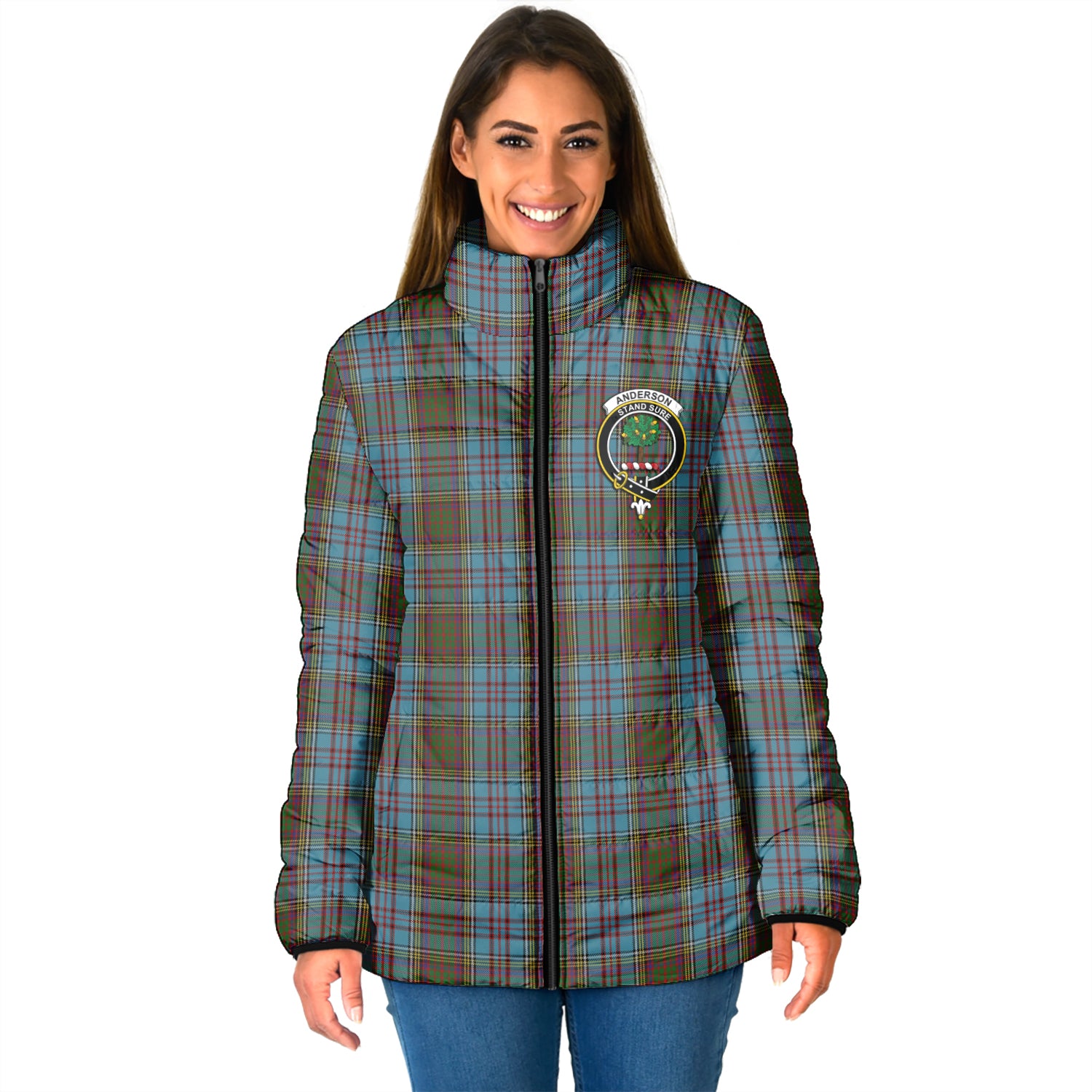 Anderson Tartan Padded Jacket with Family Crest - Tartan Vibes Clothing