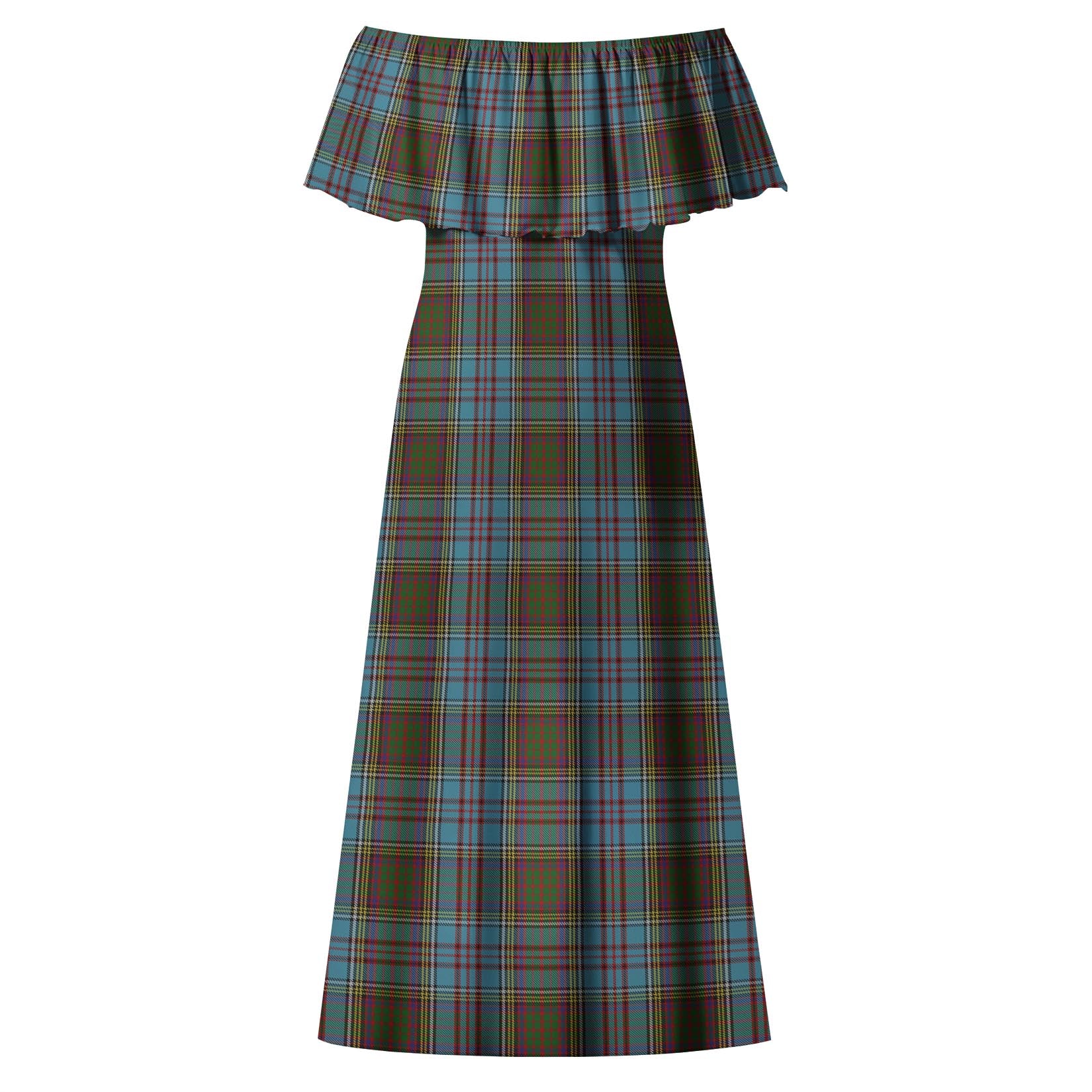 Anderson Tartan Off Shoulder Long Dress - Tartanvibesclothing