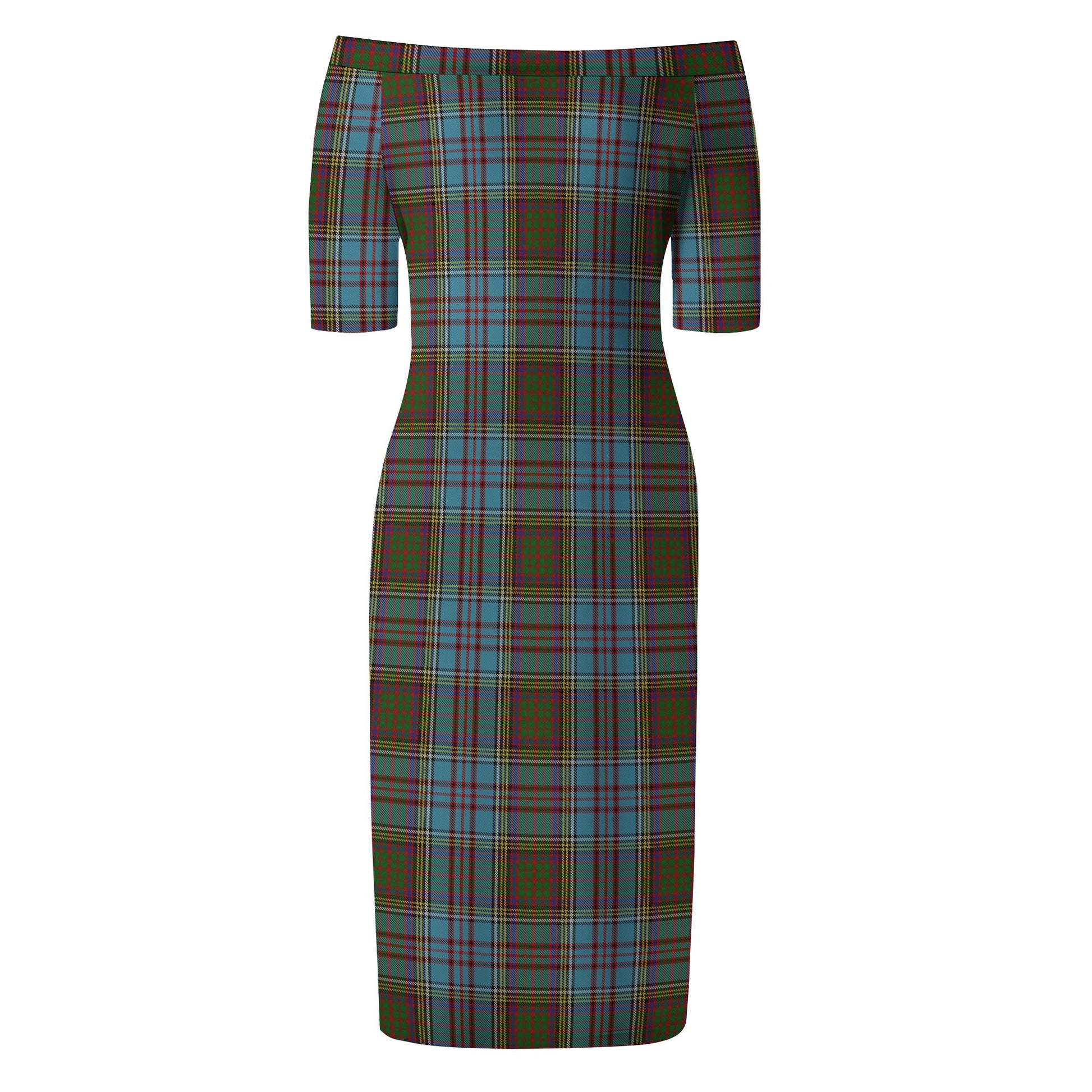 Anderson Tartan Off Shoulder Lady Dress - Tartanvibesclothing