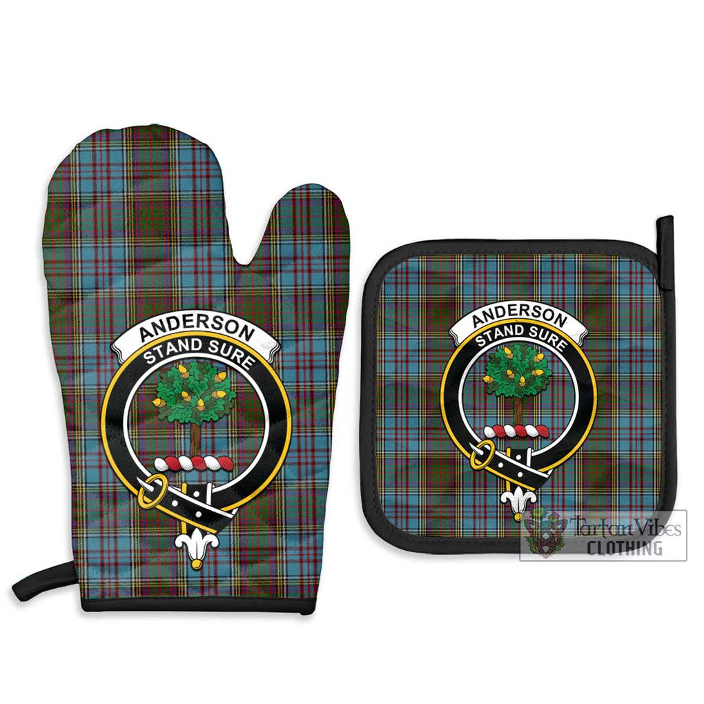 Anderson Tartan Combo Oven Mitt & Pot-Holder with Family Crest Combo 1 Oven Mitt & 2 Pot-Holder Black - Tartan Vibes Clothing