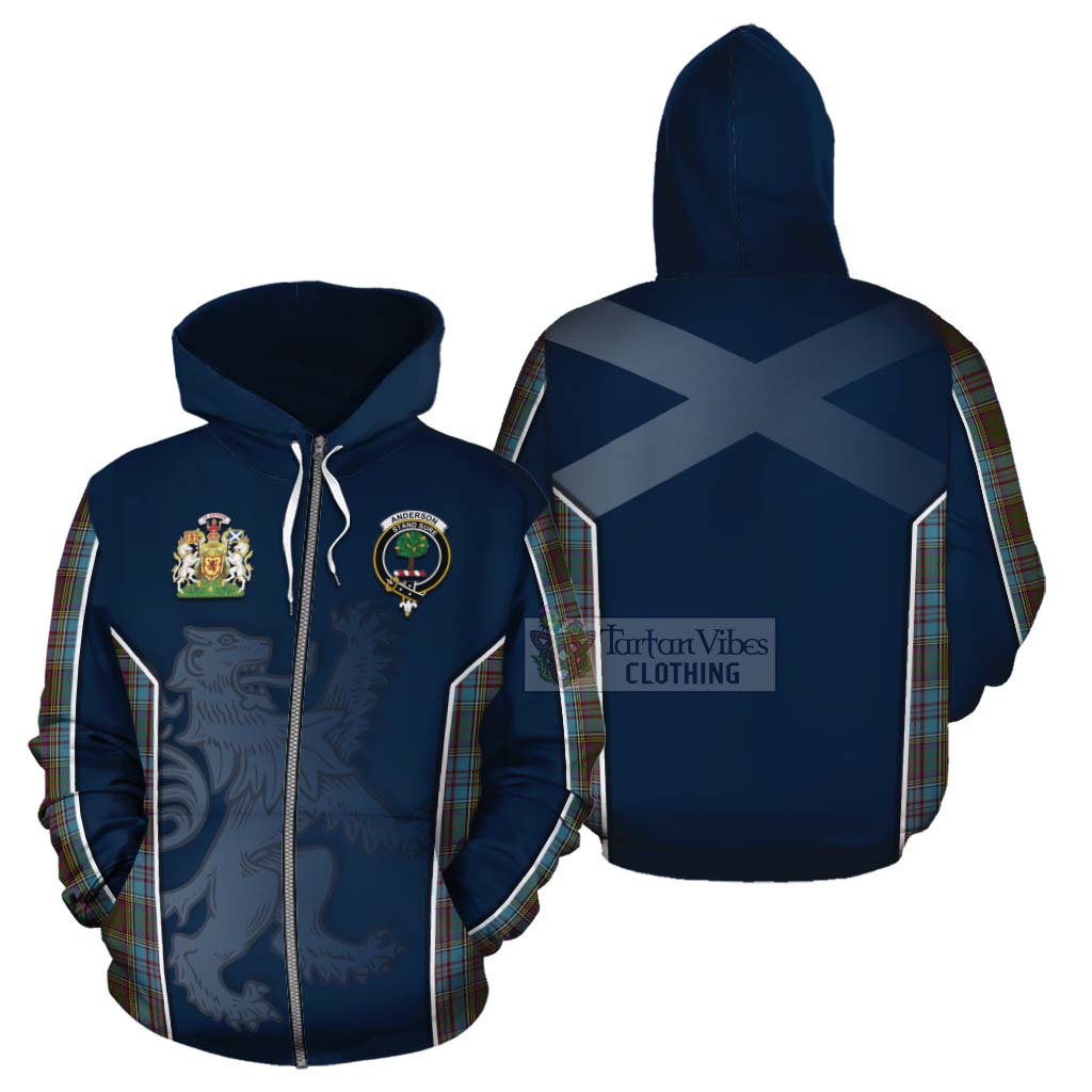 Tartan Vibes Clothing Anderson Tartan Cotton Hoodie with Family Crest and Lion Rampant Vibes Sport Style