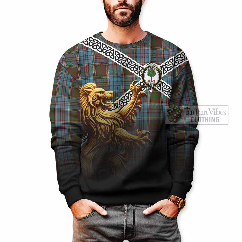 Anderson Crest Tartan Sweatshirt with Golden Lion Emblem Celtic Style - Tartan Vibes Clothing