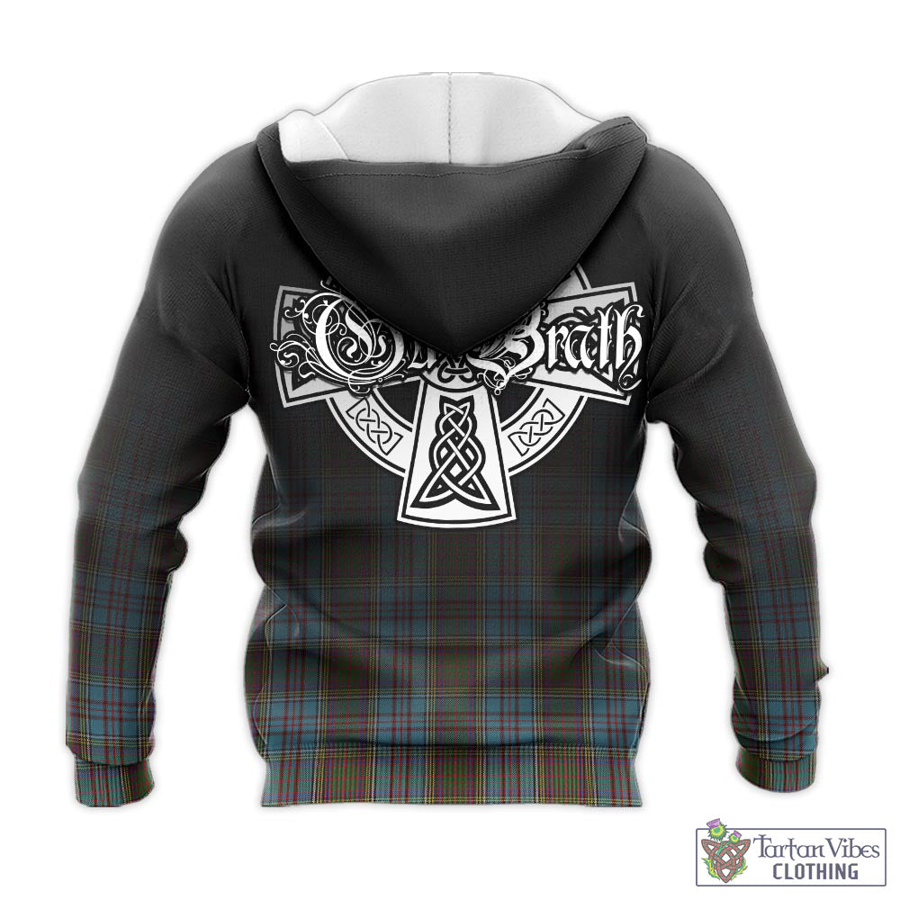 Tartan Vibes Clothing Anderson Tartan Knitted Hoodie Featuring Alba Gu Brath Family Crest Celtic Inspired