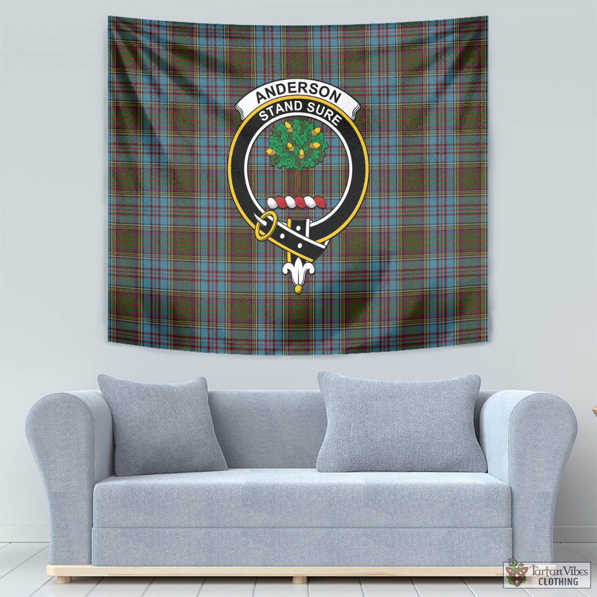 Tartan Vibes Clothing Anderson Tartan Tapestry Wall Hanging and Home Decor for Room with Family Crest