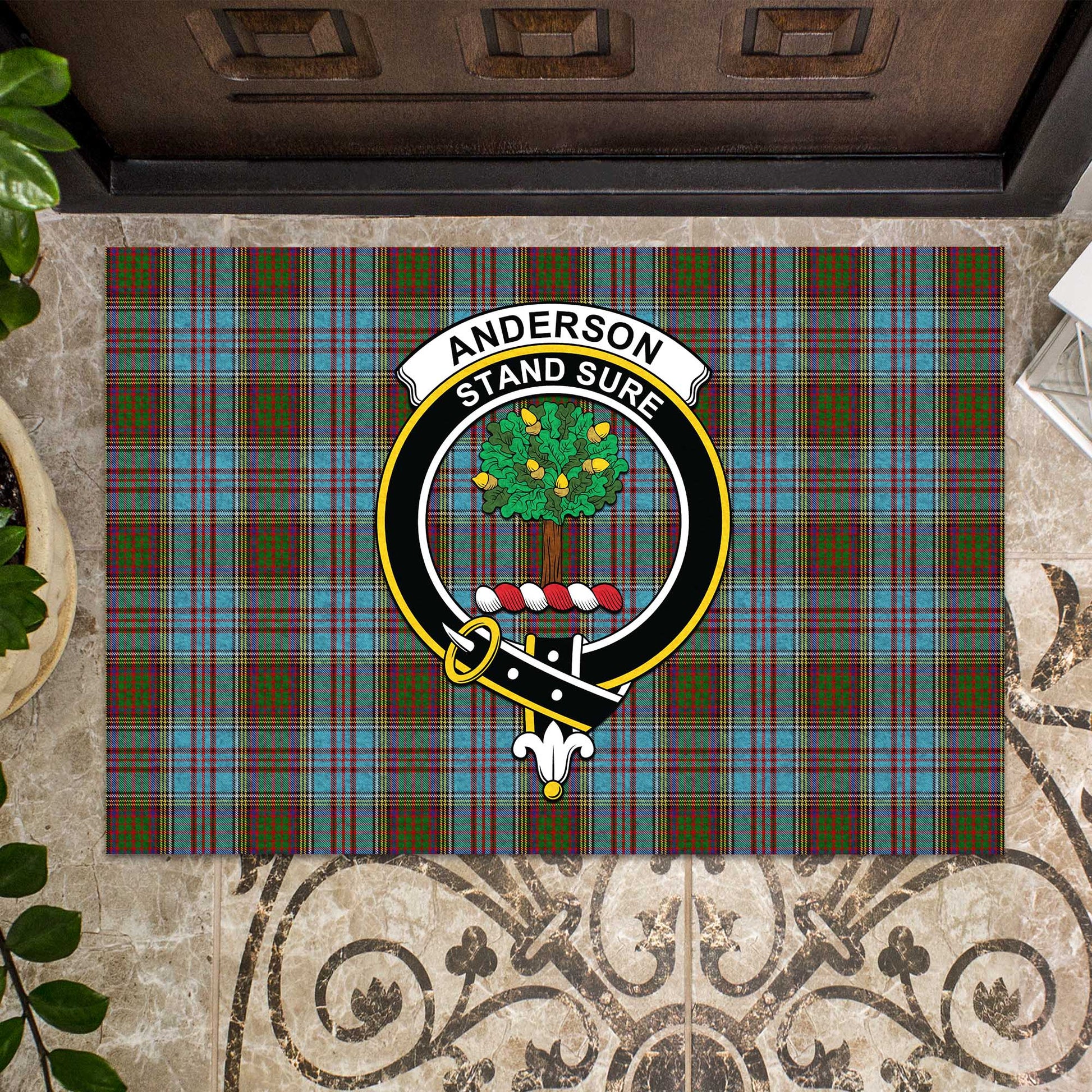 Anderson Tartan Door Mat with Family Crest - Tartanvibesclothing