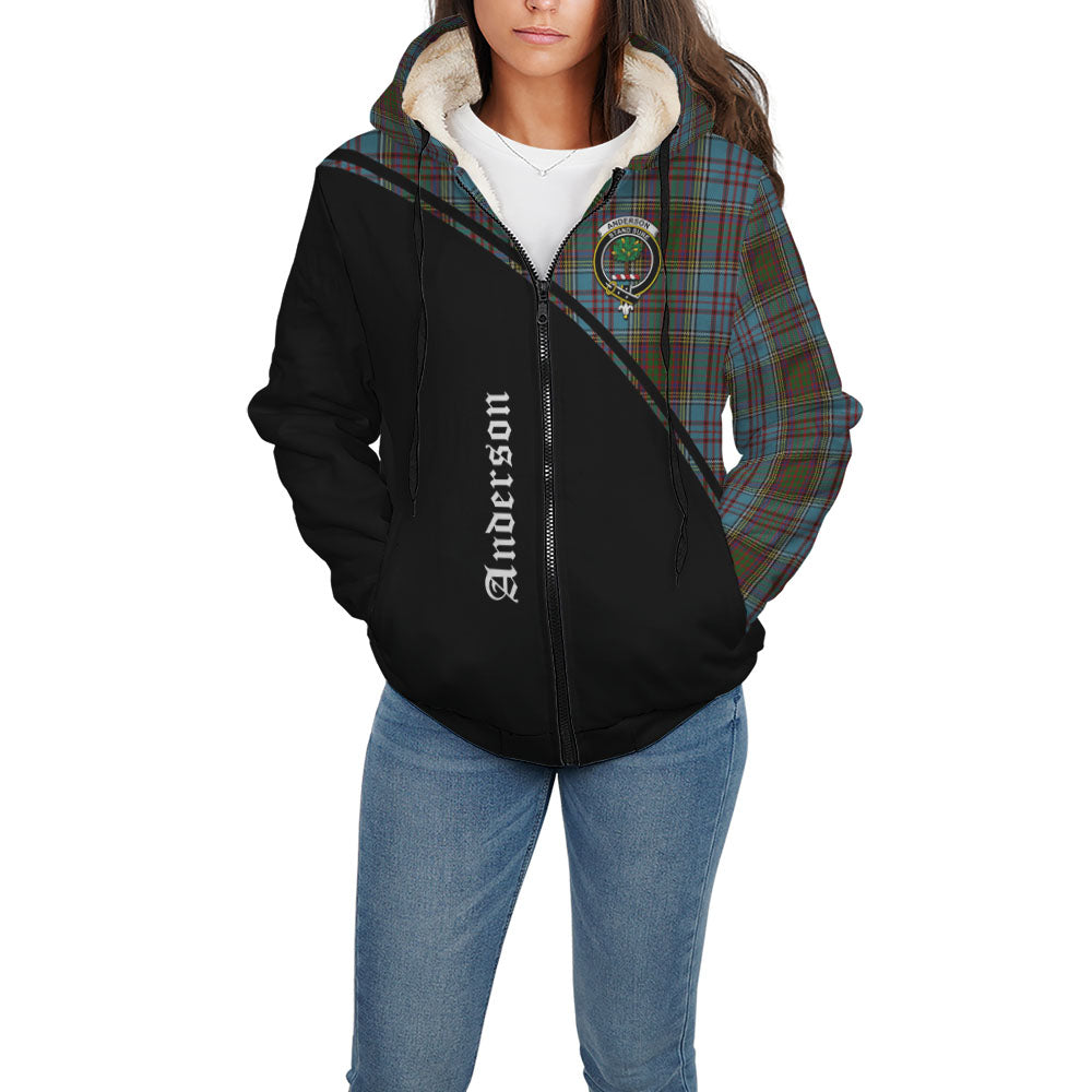 Anderson Tartan Sherpa Hoodie with Family Crest Curve Style - Tartanvibesclothing