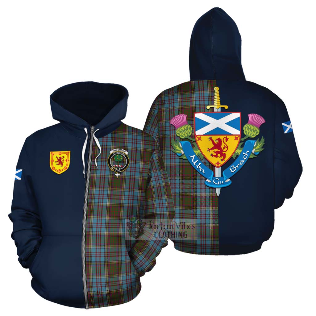 Tartan Vibes Clothing Anderson Tartan Cotton Hoodie Alba with Scottish Lion Royal Arm Half Style