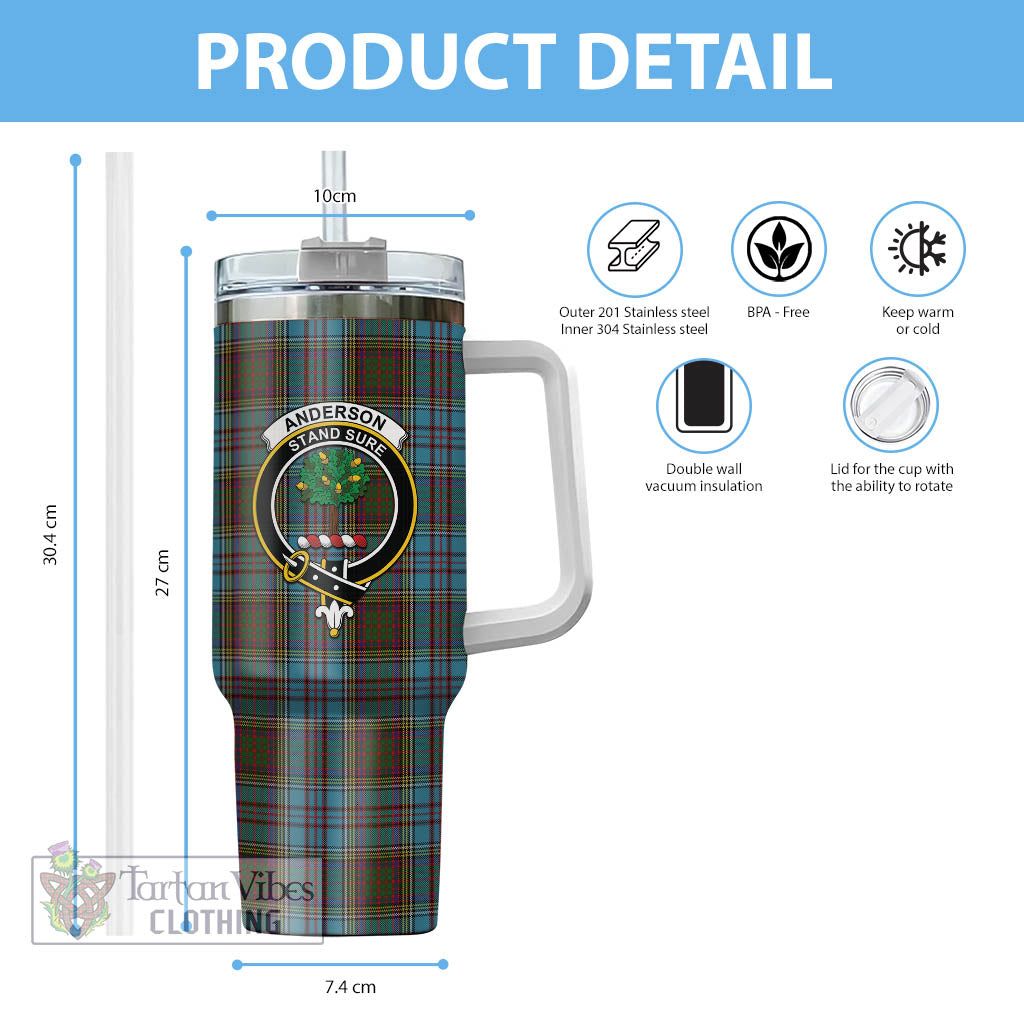 Tartan Vibes Clothing Anderson Tartan and Family Crest Tumbler with Handle