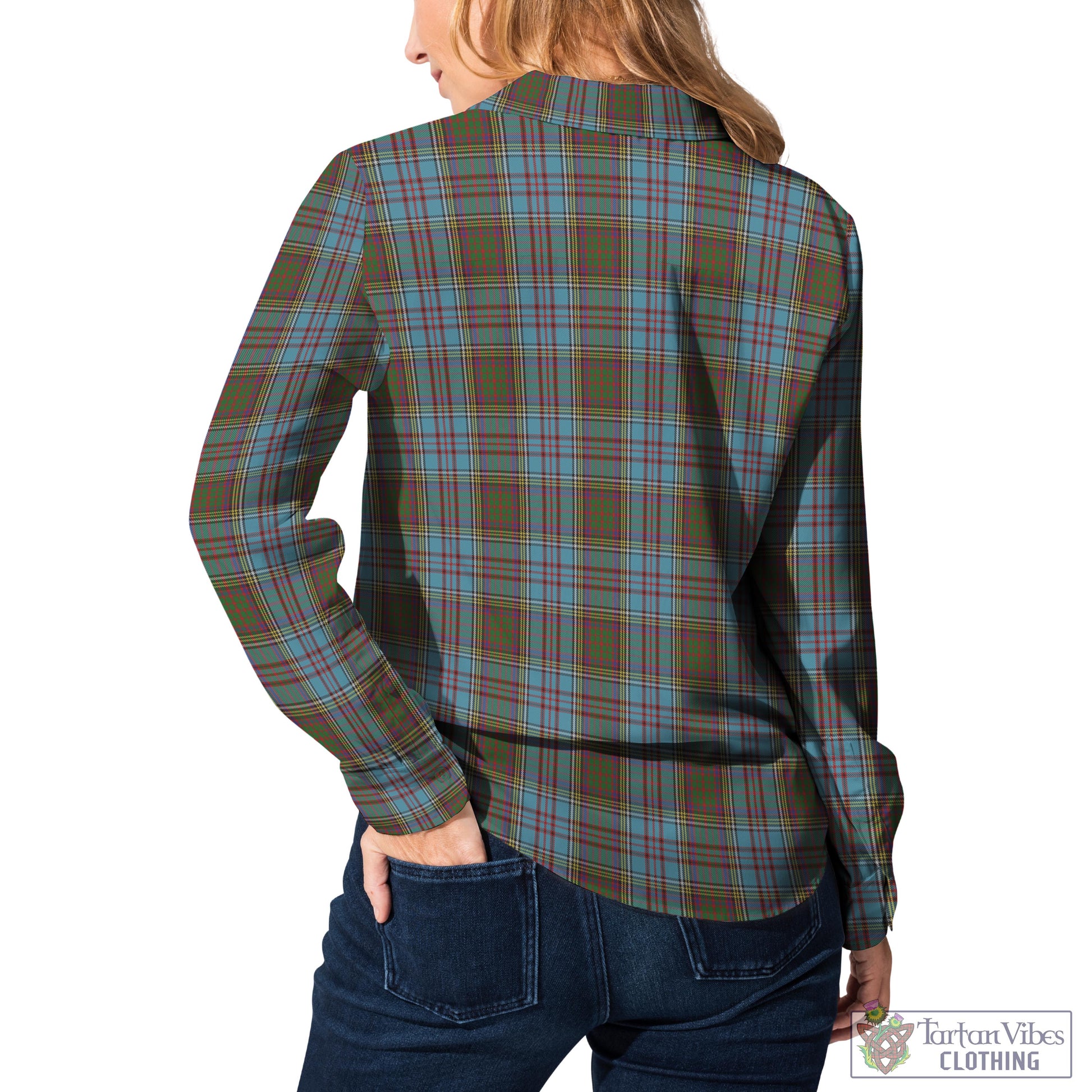 Tartan Vibes Clothing Anderson Tartan Womens Casual Shirt with Family Crest