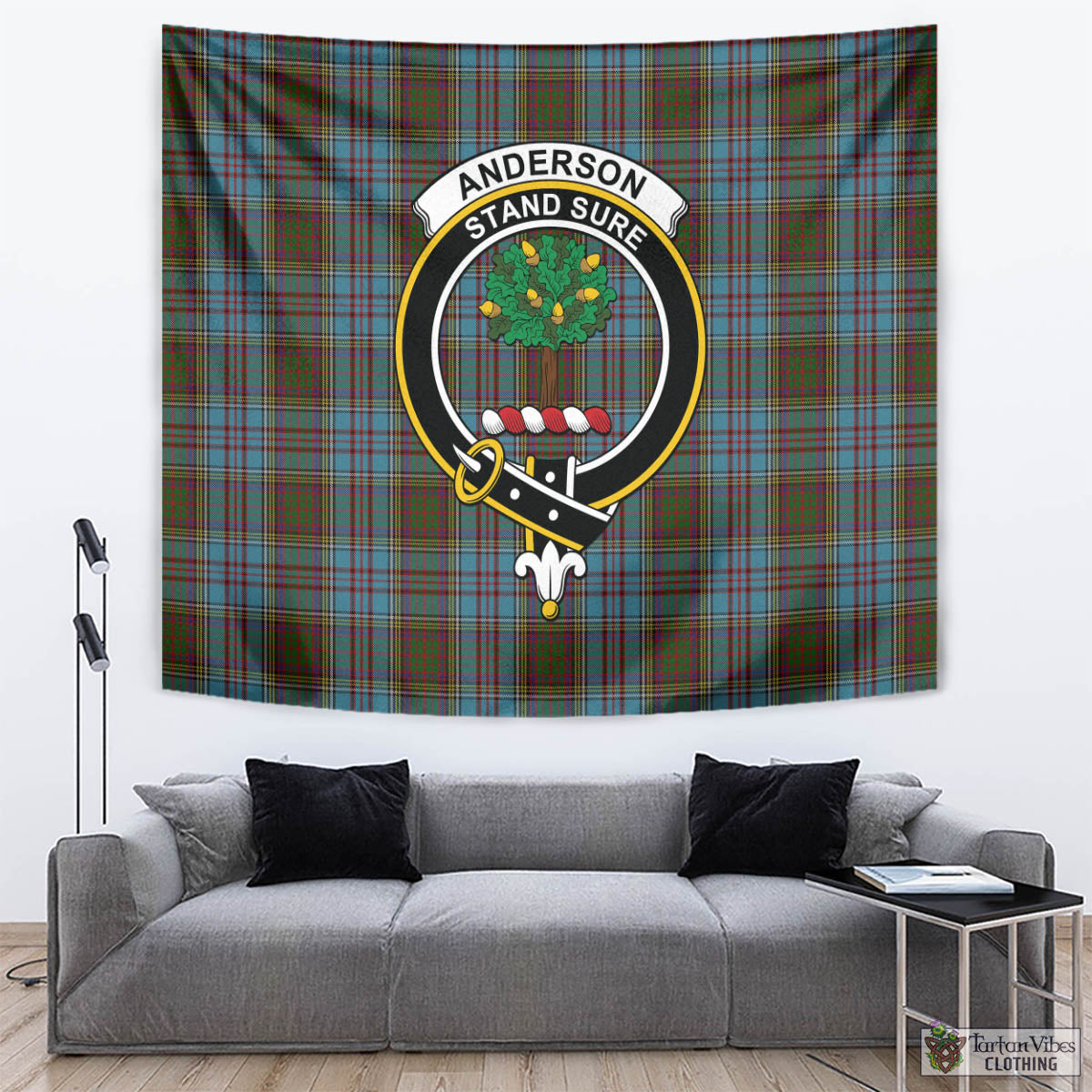 Tartan Vibes Clothing Anderson Tartan Tapestry Wall Hanging and Home Decor for Room with Family Crest