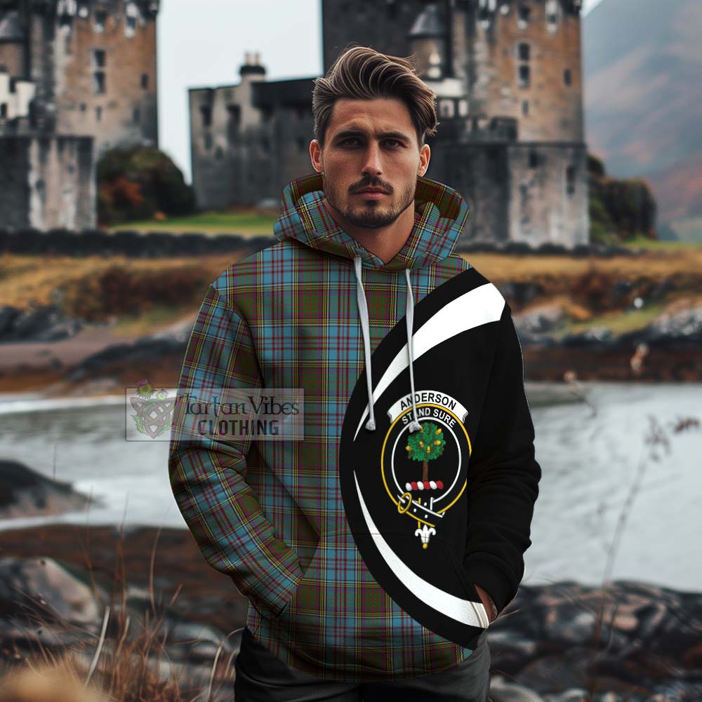 Tartan Vibes Clothing Anderson Tartan Cotton Hoodie with Family Crest Circle Style