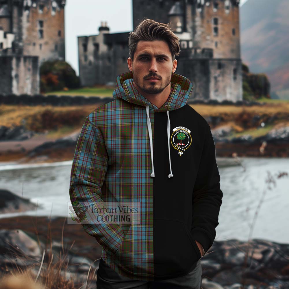 Tartan Vibes Clothing Anderson Tartan Cotton Hoodie with Family Crest and Half Of Me Style