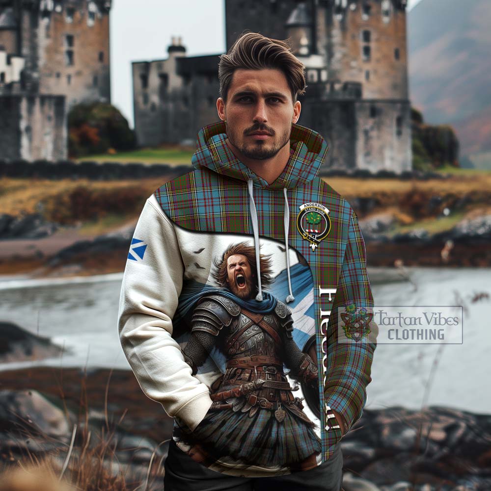 Tartan Vibes Clothing Anderson Crest Tartan Cotton Hoodie Inspired by the Freedom of Scottish Warrior