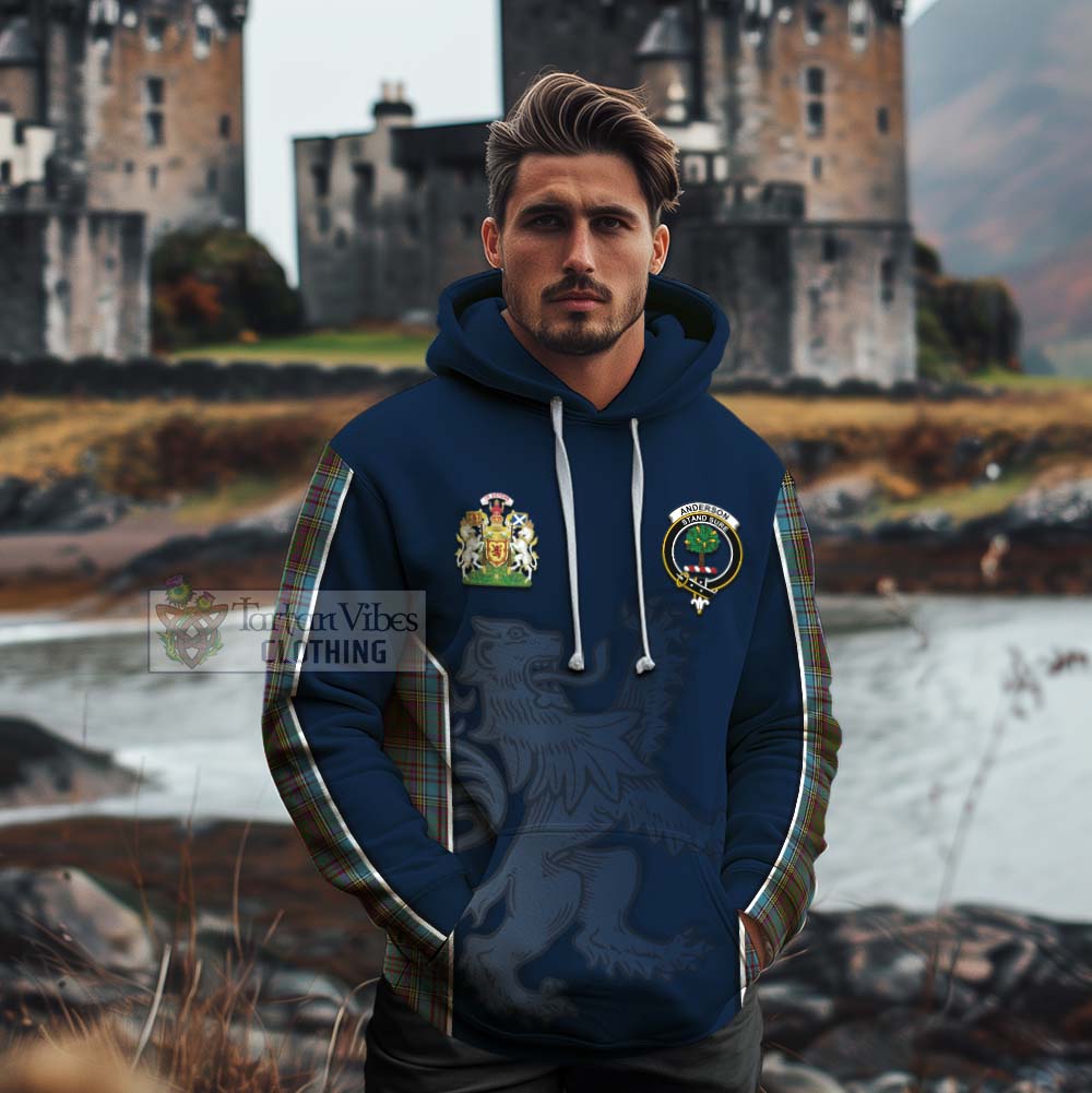 Tartan Vibes Clothing Anderson Tartan Cotton Hoodie with Family Crest and Lion Rampant Vibes Sport Style