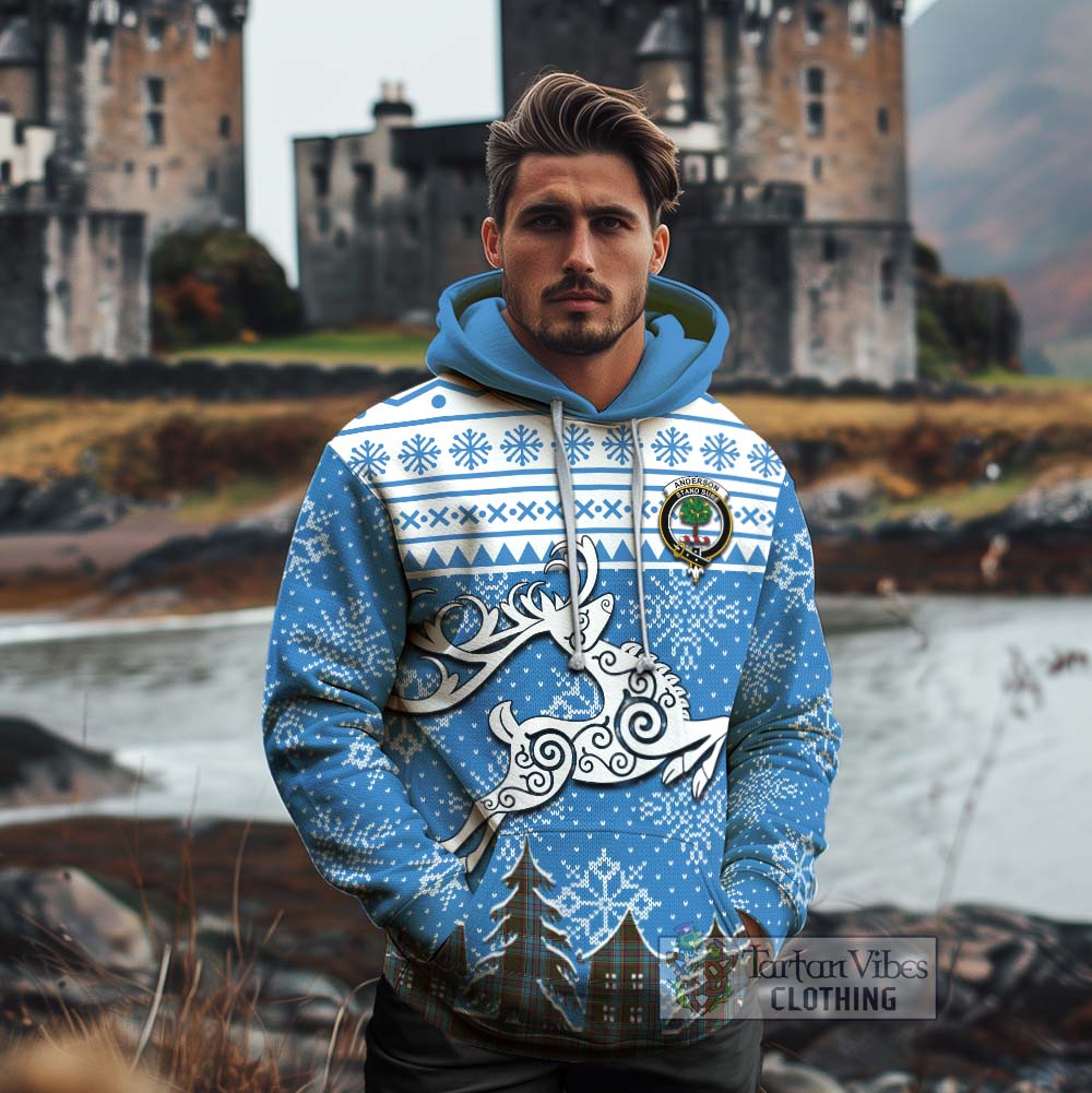 Tartan Vibes Clothing Anderson Clan Christmas Cotton Hoodie Celtic Reindeer Style