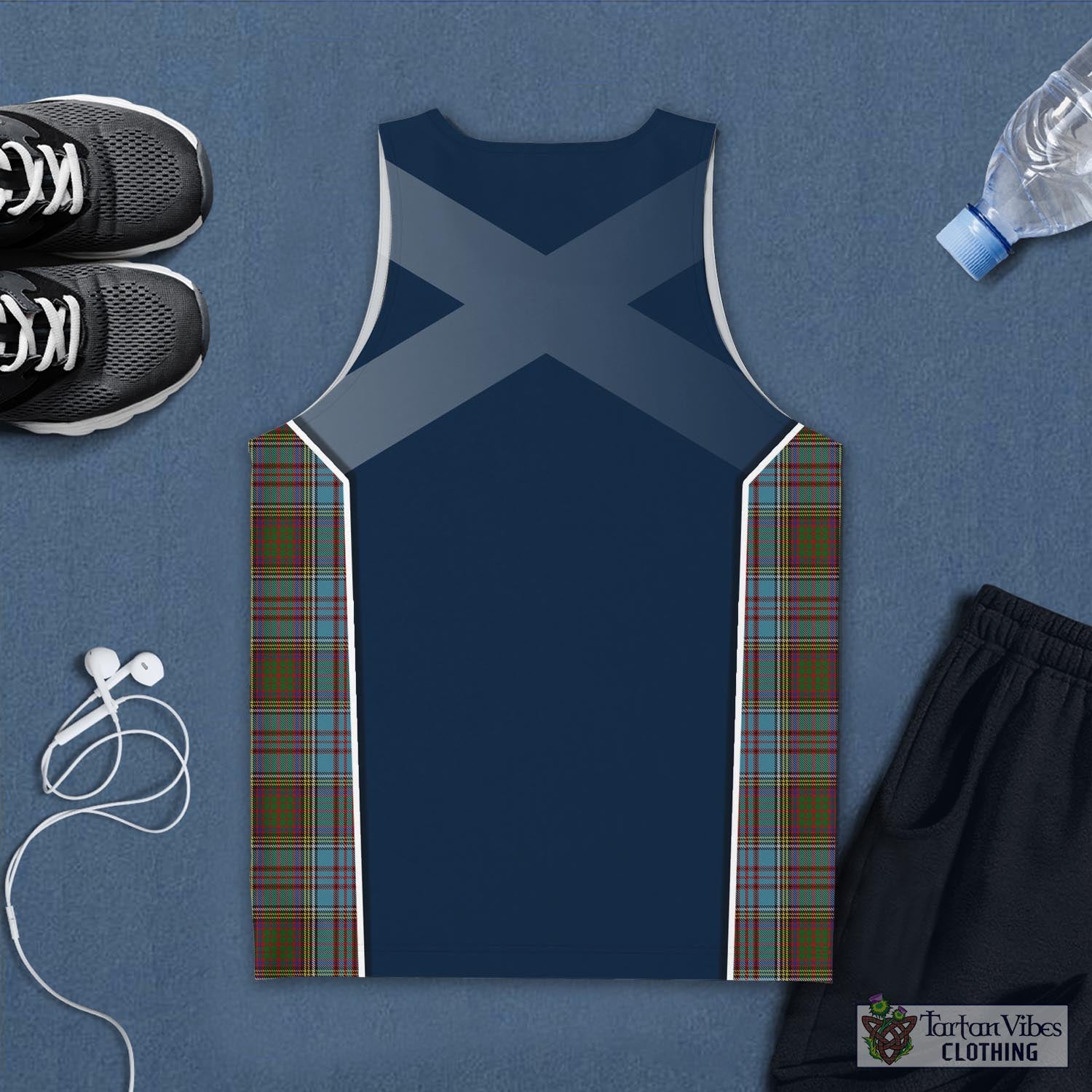 Tartan Vibes Clothing Anderson Tartan Men's Tanks Top with Family Crest and Scottish Thistle Vibes Sport Style