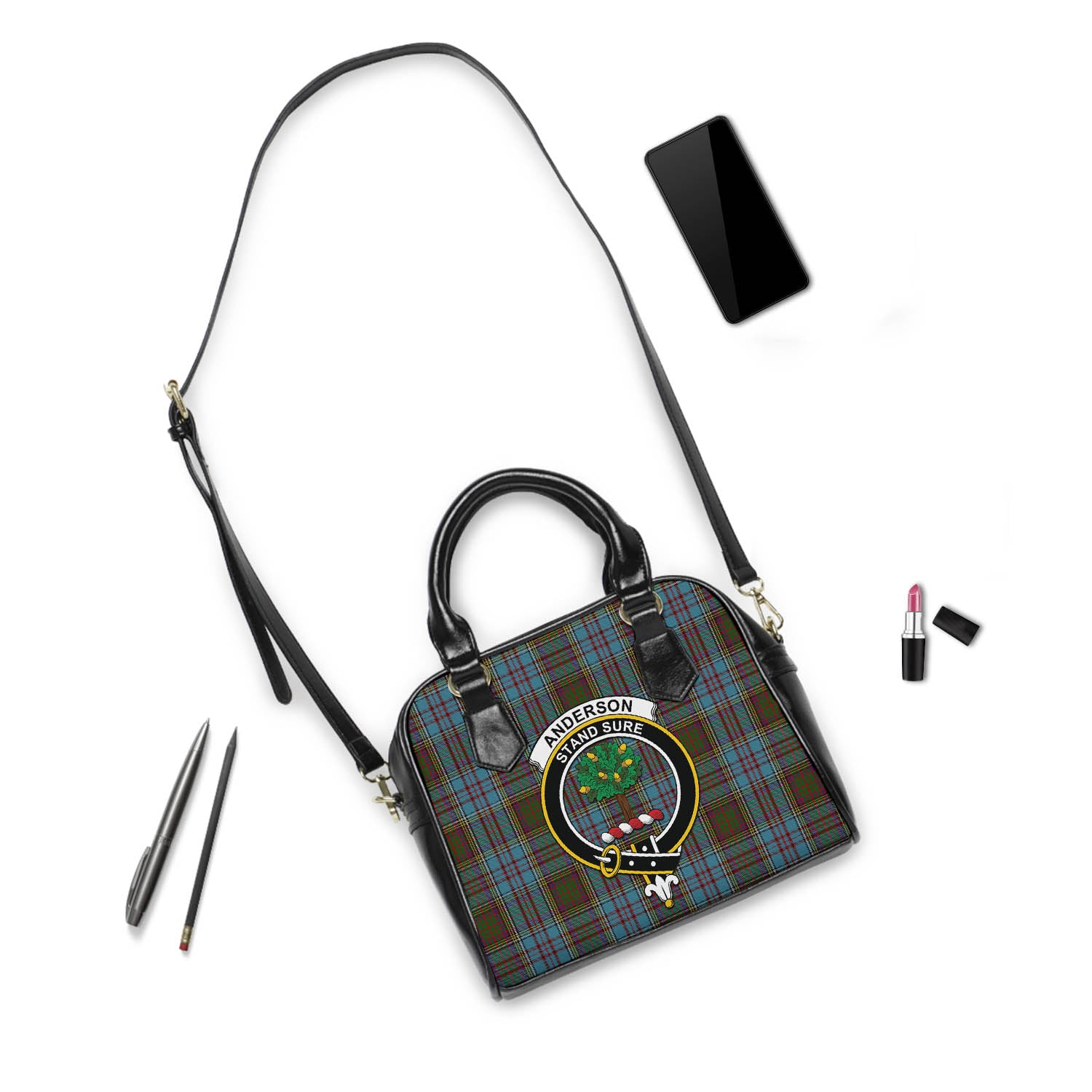 Anderson Tartan Shoulder Handbags with Family Crest - Tartanvibesclothing