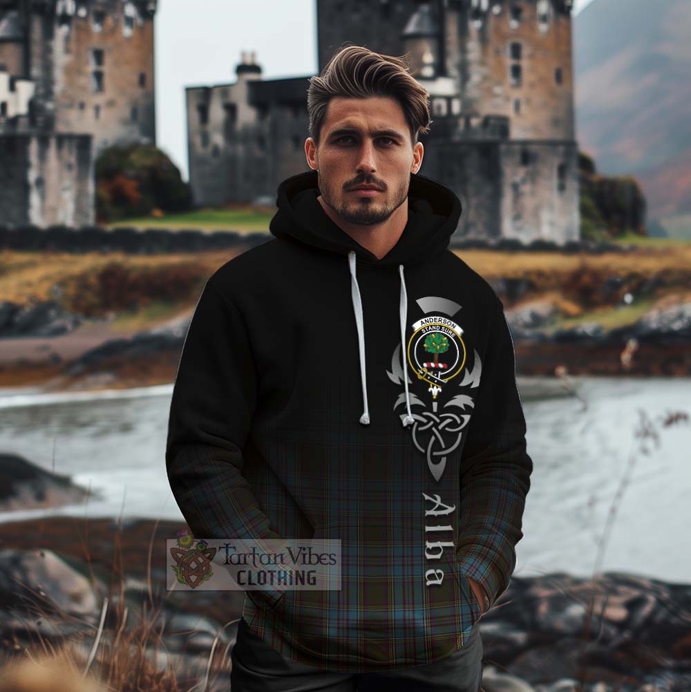 Tartan Vibes Clothing Anderson Tartan Cotton Hoodie Featuring Alba Gu Brath Family Crest Celtic Inspired