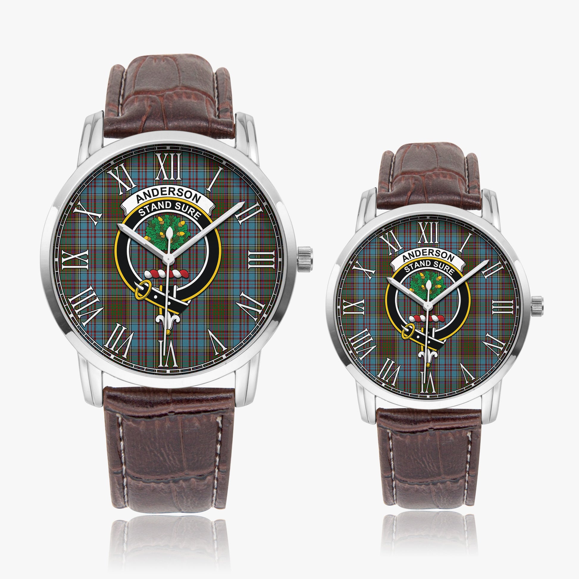 Anderson Tartan Family Crest Leather Strap Quartz Watch - Tartanvibesclothing