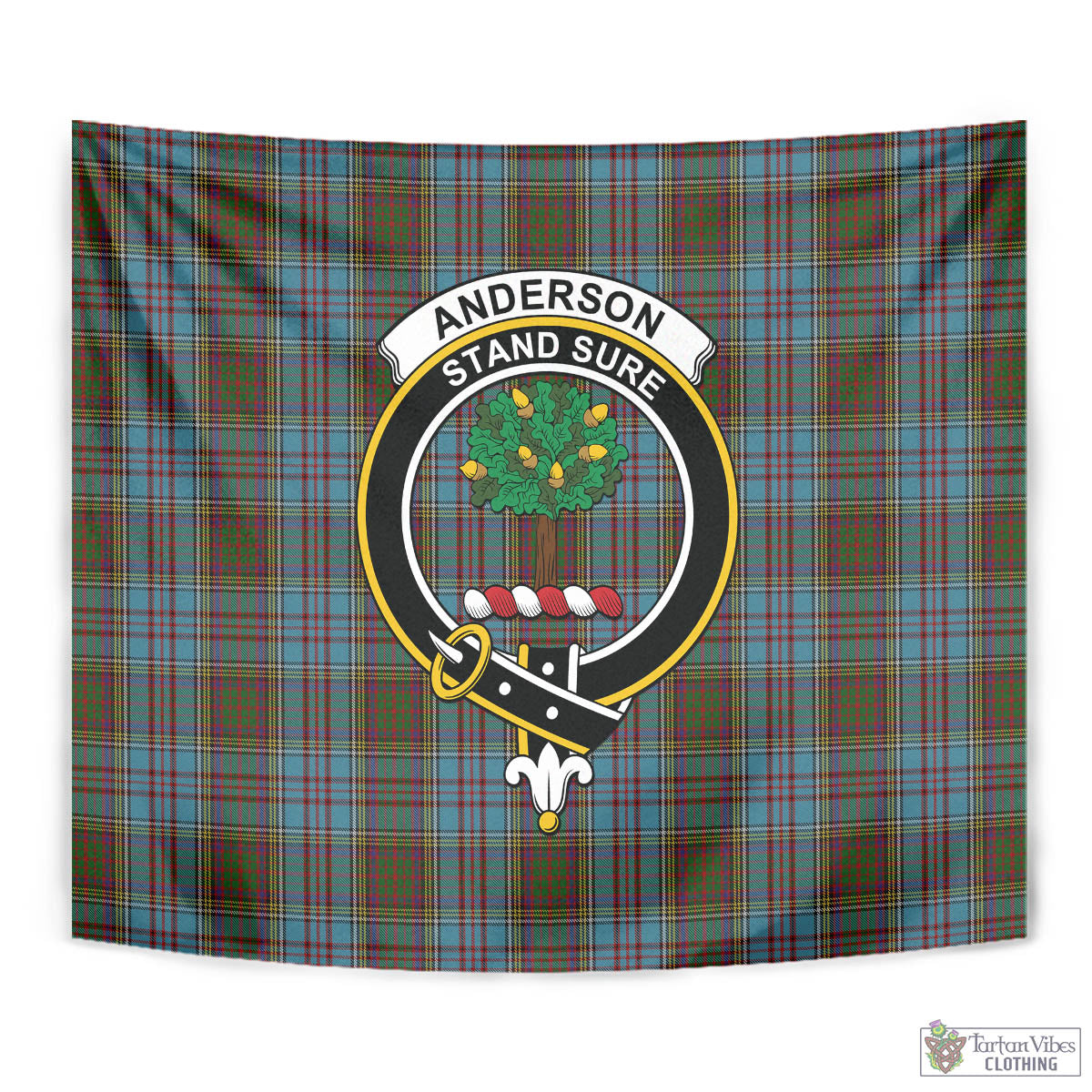 Tartan Vibes Clothing Anderson Tartan Tapestry Wall Hanging and Home Decor for Room with Family Crest